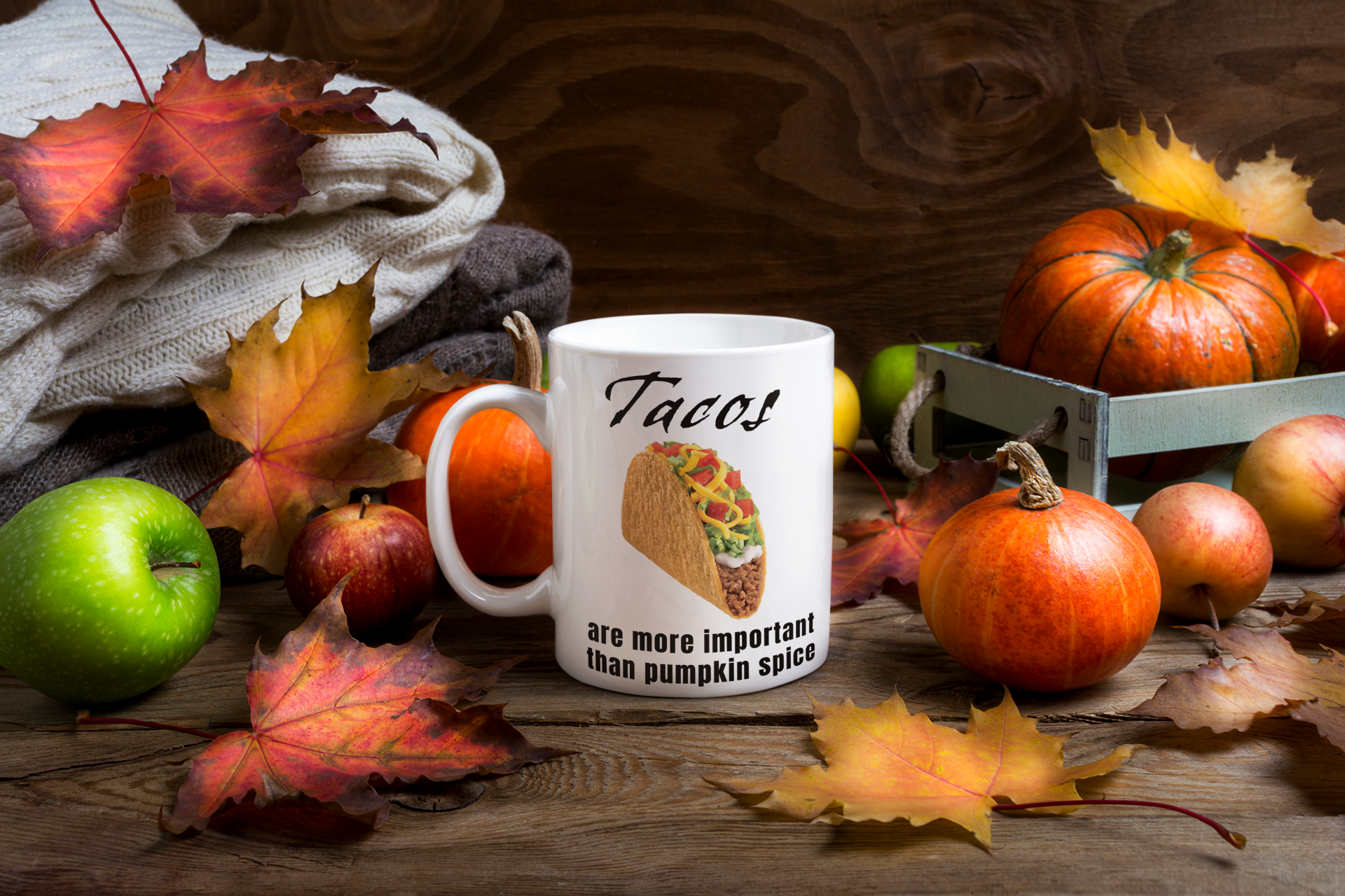 Tacos are more important than Pumpkin Spice - White glossy mug adult mug coffee mug custom mug dishwasher safe mug funny coffee mug funny mug mug