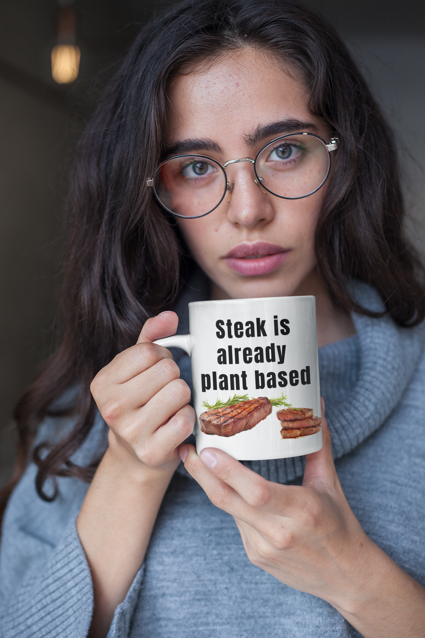 Steak is already plant based - White glossy mug