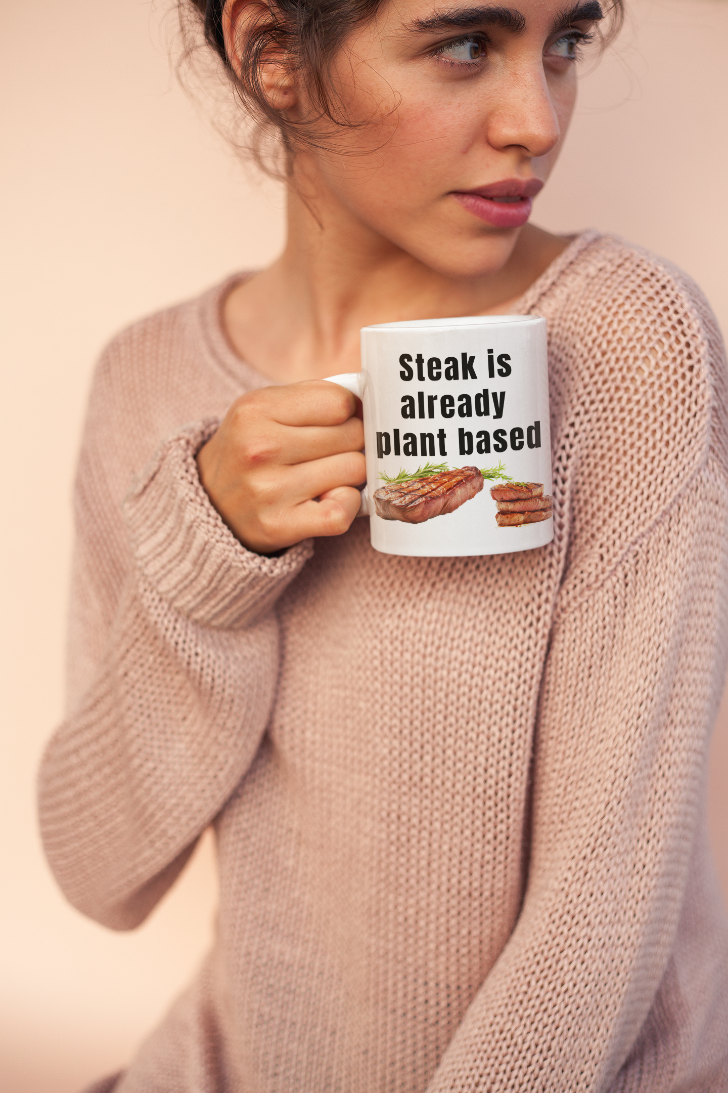 Steak is already plant based - White glossy mug