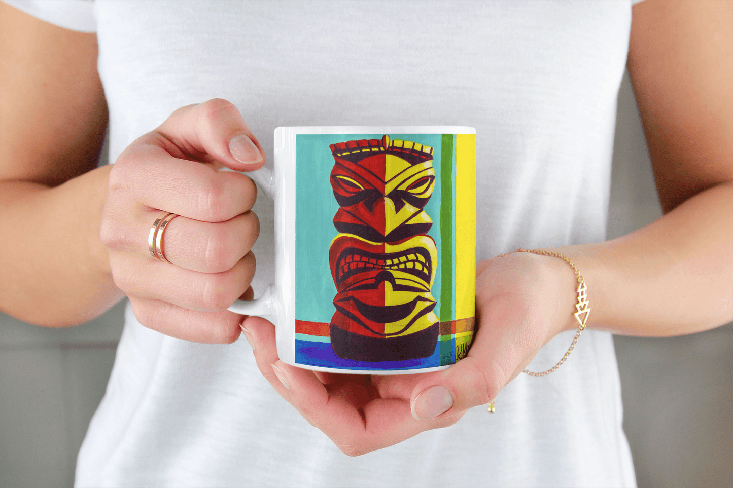 Restless Idol - featuring the artwork of MaddK studio - White glossy mug