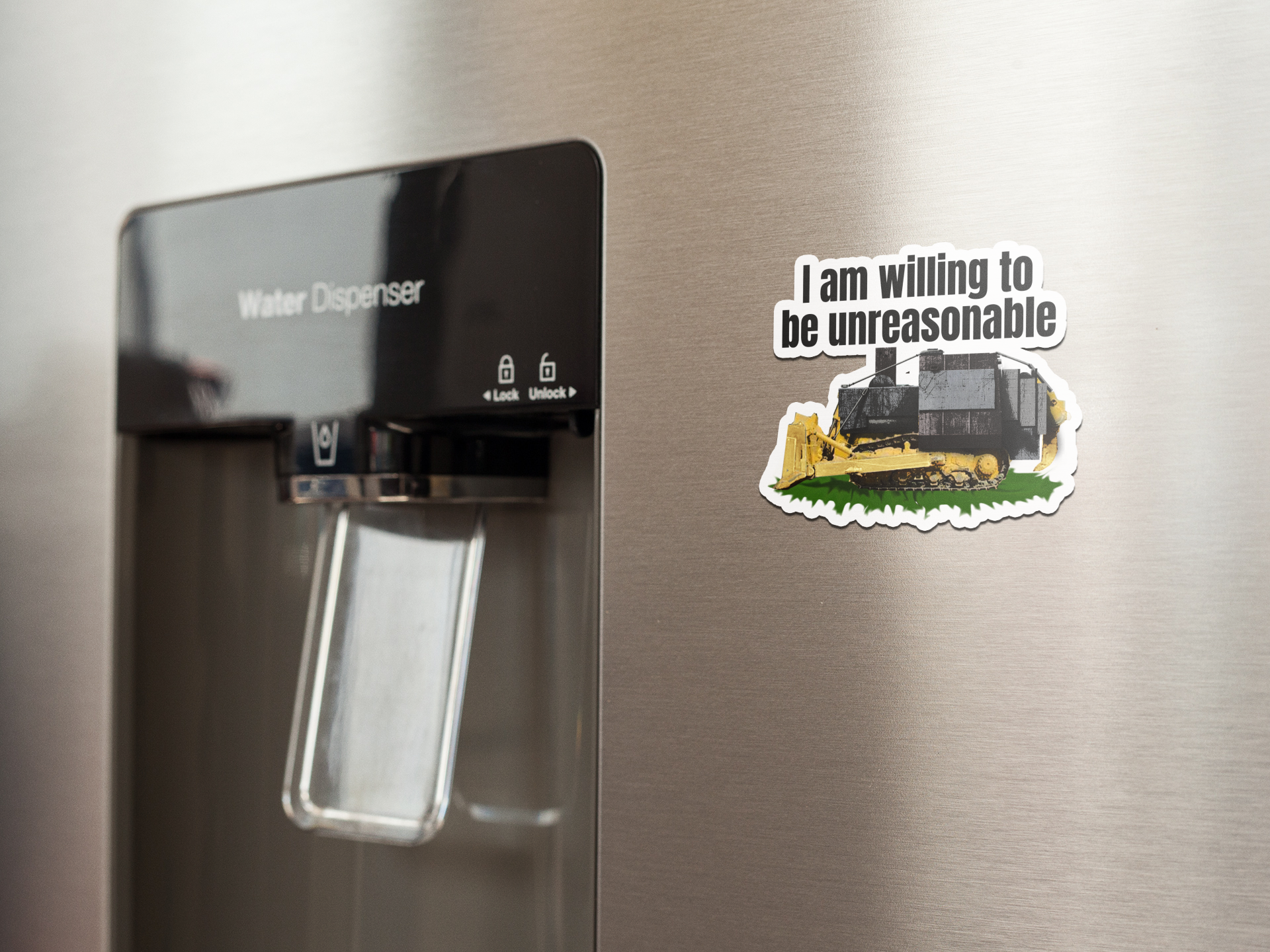 I am willing to be unreasonable refrigerator magnet family Fridge magnet funny gift for mom gift for wife Handmade Kitchen decor magnet Magnetic clip Magnetic photo holder Modern design Note holder Office accessory Reminder board Shopping list Strong magnet Unique gift