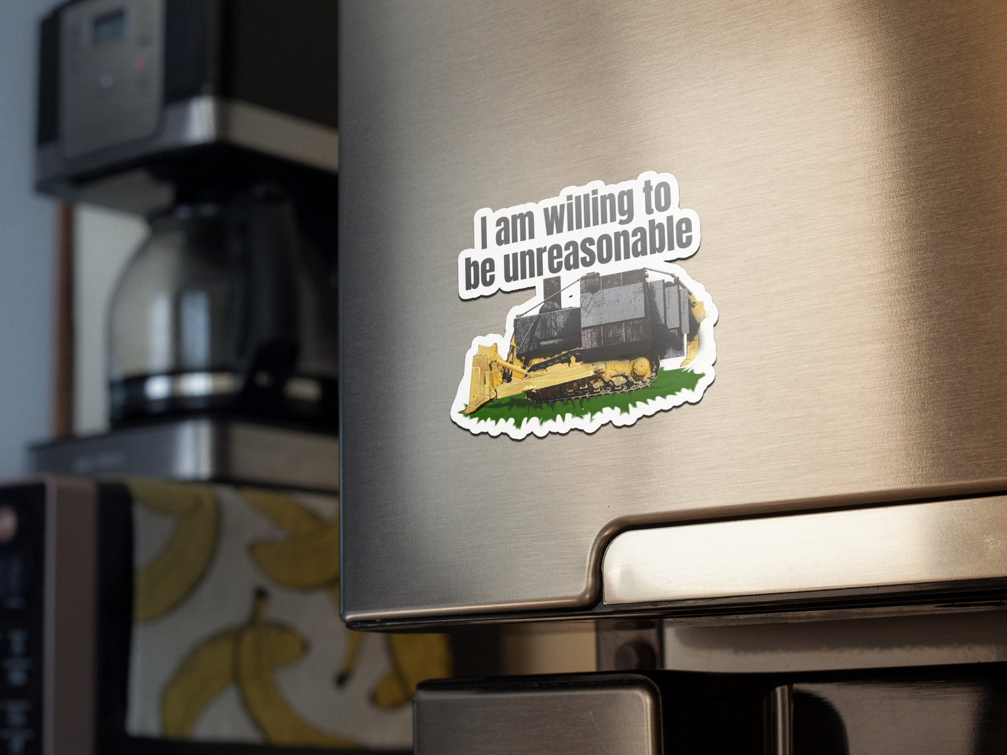 I am willing to be unreasonable refrigerator magnet family Fridge magnet funny gift for mom gift for wife Handmade Kitchen decor magnet Magnetic clip Magnetic photo holder Modern design Note holder Office accessory Reminder board Shopping list Strong magnet Unique gift