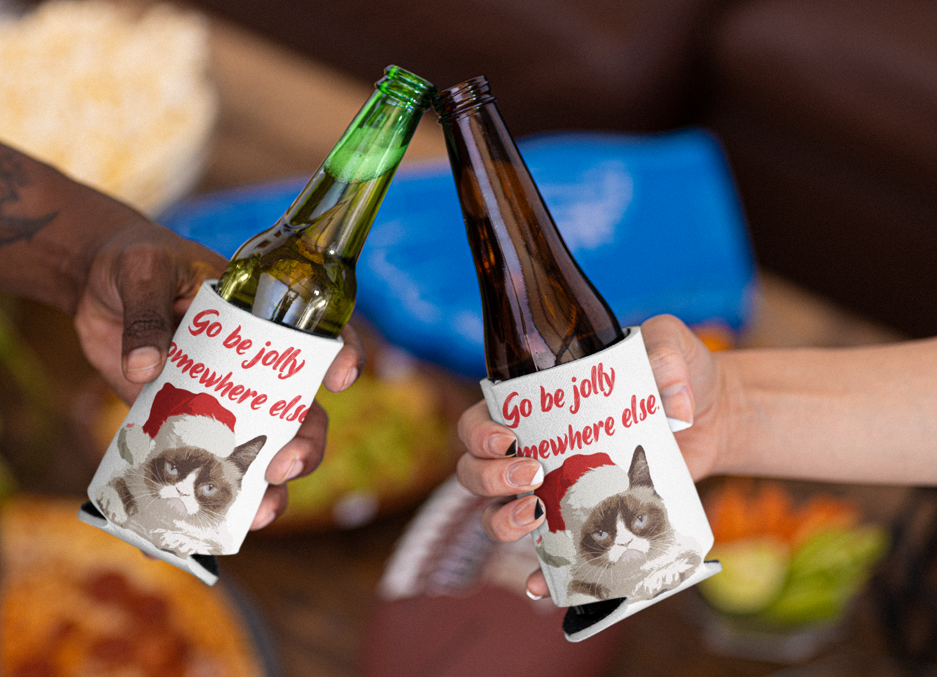 Go be jolly somewhere else Can / bottle Coozie All bottle cooler can cooler Christmas gift dads day gift FB gift for dad gift for grandpa gift for her gift for him gift for mom gift for sister gift for wife Koozie moms gift Unique gift
