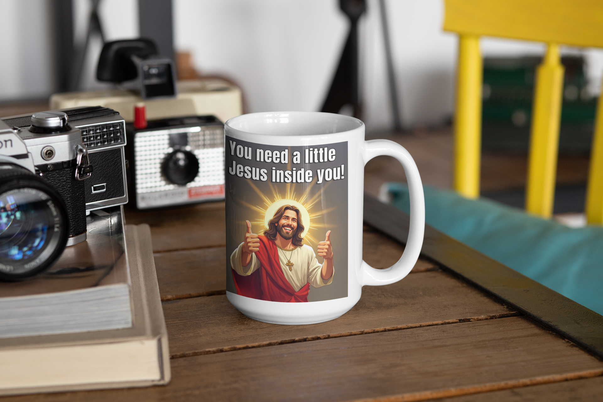 You need a little Jesus inside you white glossy mug All Caffeine Coffee Time FB gift for mom gift for wife Java jesus jesus meme Mocha religion stocking stuffer