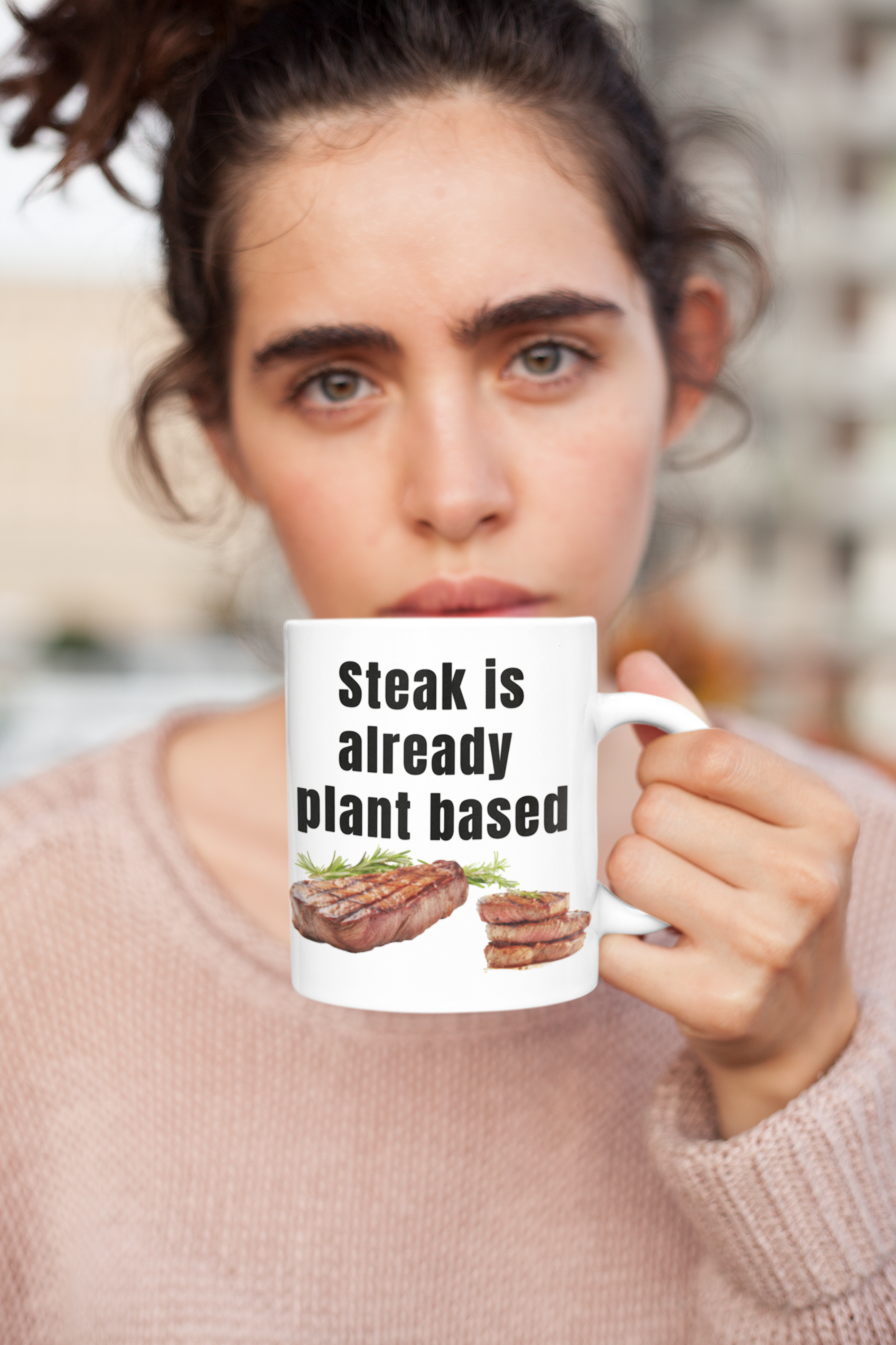 Steak is already plant based - White glossy mug