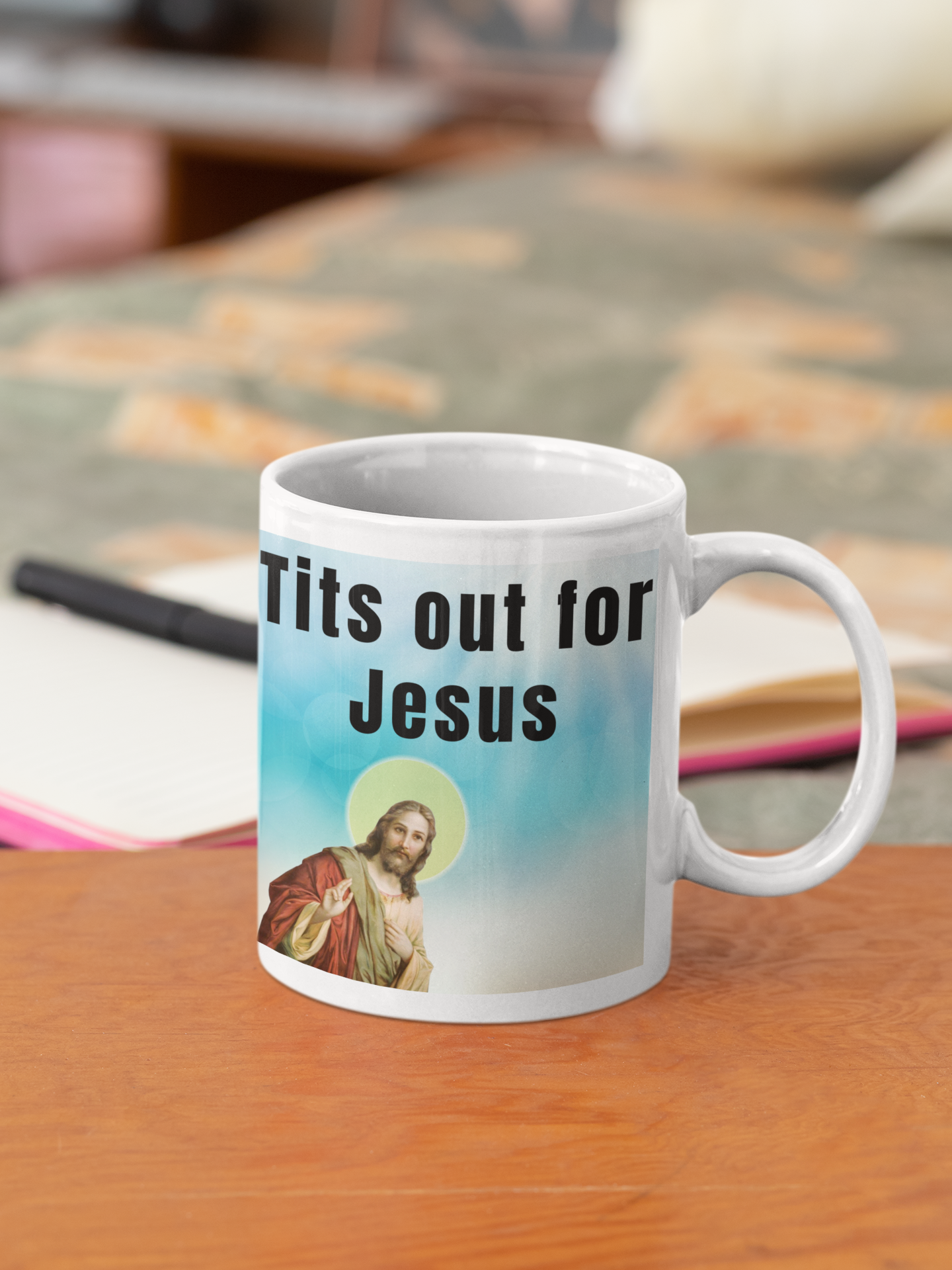 Tits out for Jesus - White glossy mug adult mug coffee mug custom mug dishwasher safe mug funny coffee mug funny mug meme mug mug