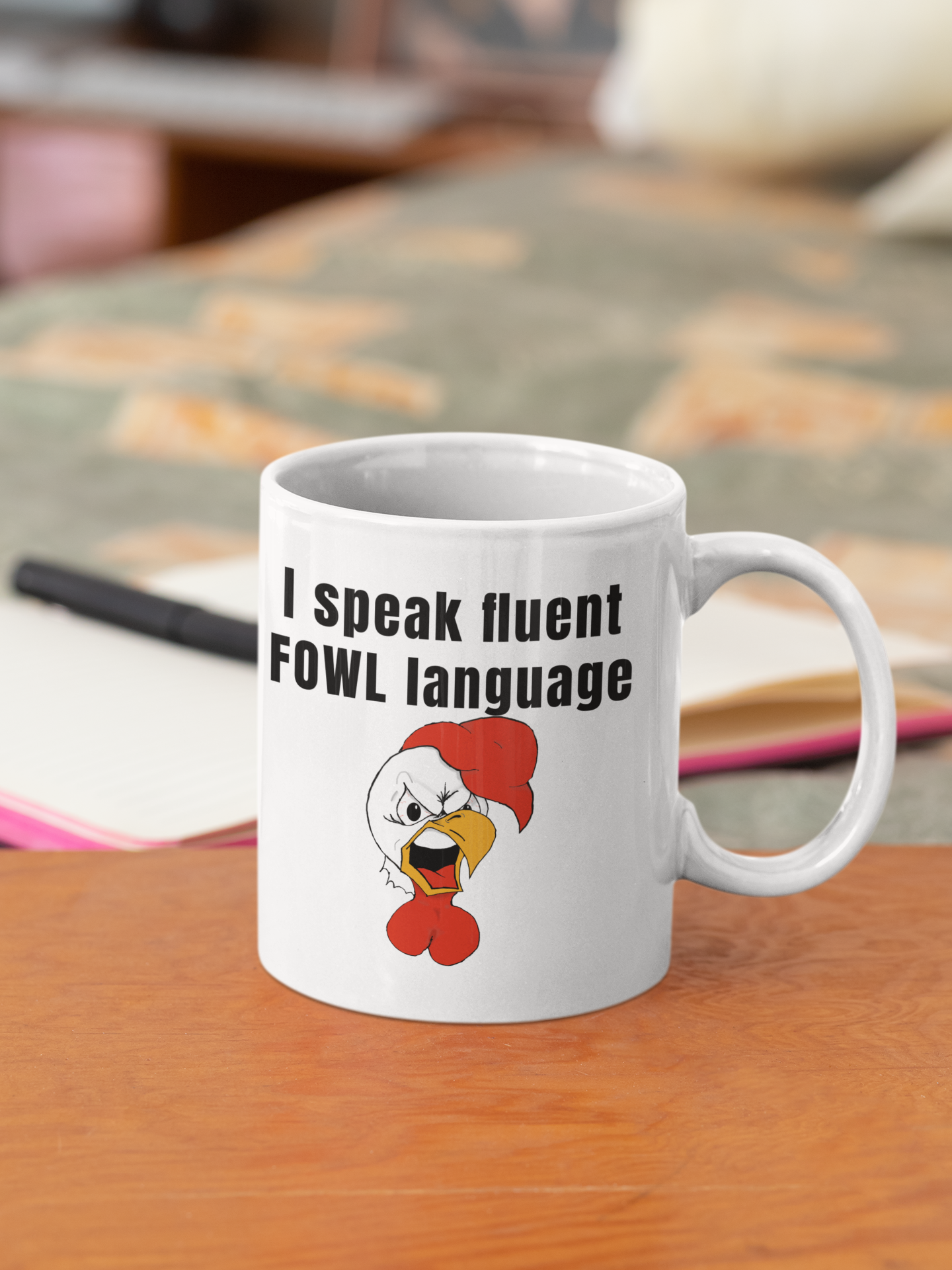 I speak fluent FOWL language - white glossy mug