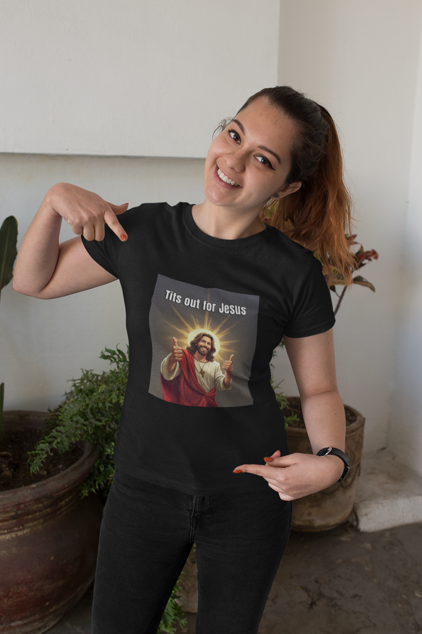 Tits out for Jesus v2 unisex T-Shirt Christmas gift Fathers Day Shirt funny shirt gift for dad gift for grandpa gift for mom gift for wife Offensive raunchy T-Shirt Unique gift