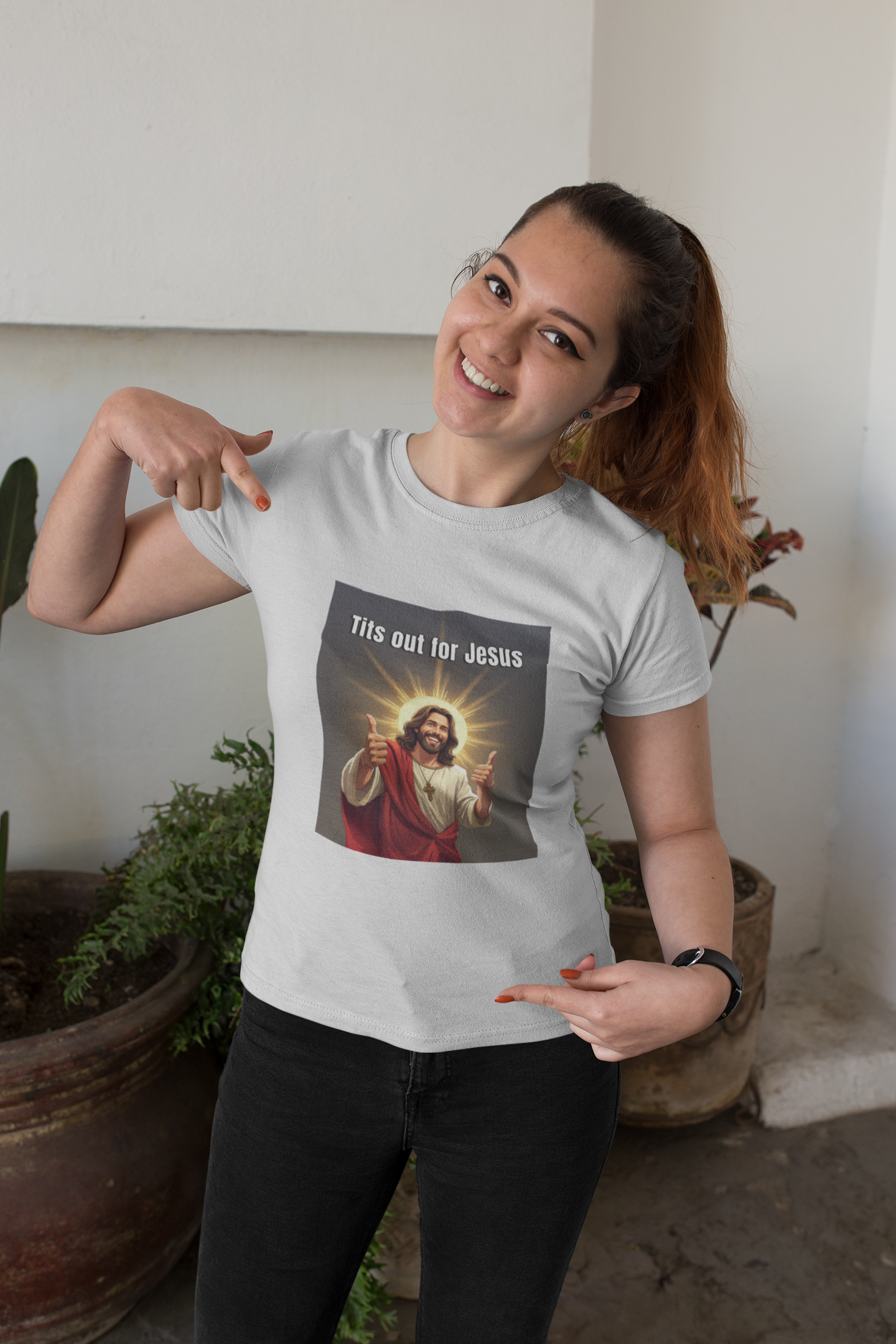 Tits out for Jesus v2 unisex T-Shirt Christmas gift Fathers Day Shirt funny shirt gift for dad gift for grandpa gift for mom gift for wife Offensive raunchy T-Shirt Unique gift