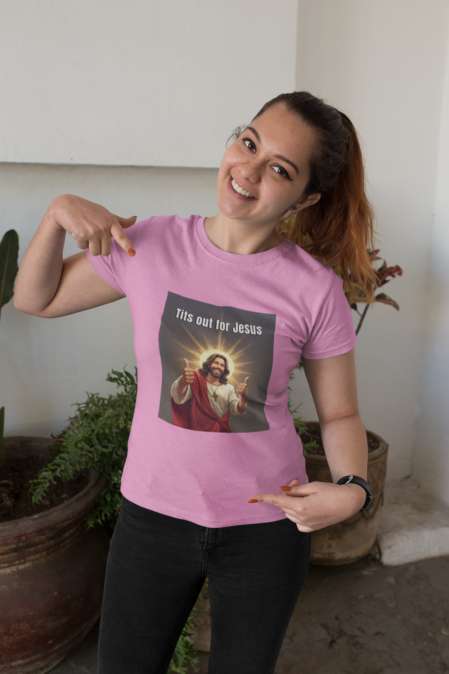 Tits out for Jesus v2 unisex T-Shirt Christmas gift Fathers Day Shirt funny shirt gift for dad gift for grandpa gift for mom gift for wife Offensive raunchy T-Shirt Unique gift