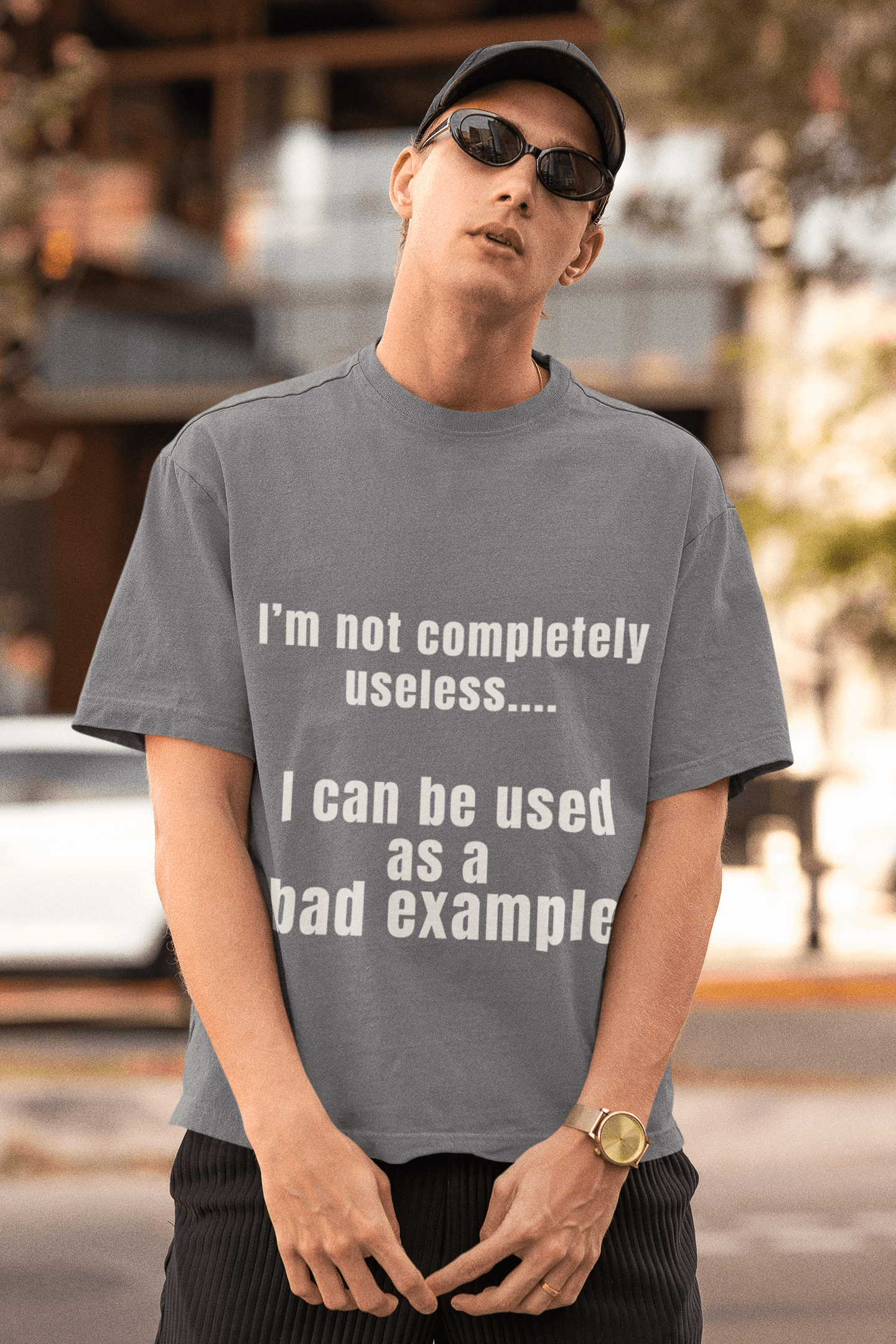 I'm not completely useless... I can be used as a bad example - Short-Sleeve Unisex T-Shirt dads day Fahters day gift for dad gift for grandpa gift for her gift for him gift for husband gift for sister gift for wife hand made Handmade horrible designs horribledesigns made in USA moms day moms gift small business super dad Unique gift