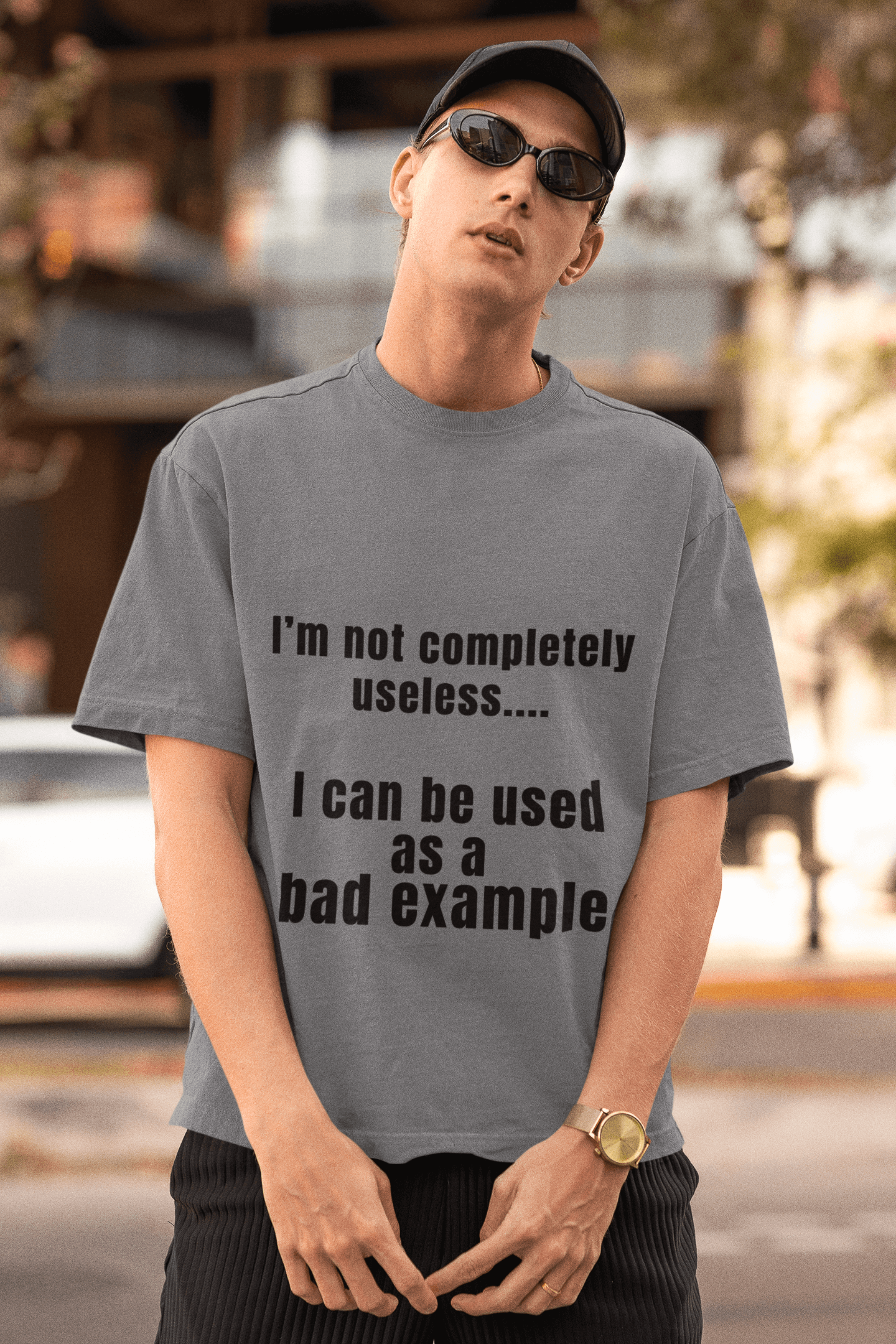I'm not completely useless... I can be used as a bad example - Short-Sleeve Unisex T-Shirt dads day Fahters day gift for dad gift for grandpa gift for her gift for him gift for husband gift for sister gift for wife hand made Handmade horrible designs horribledesigns made in USA moms day moms gift small business super dad Unique gift