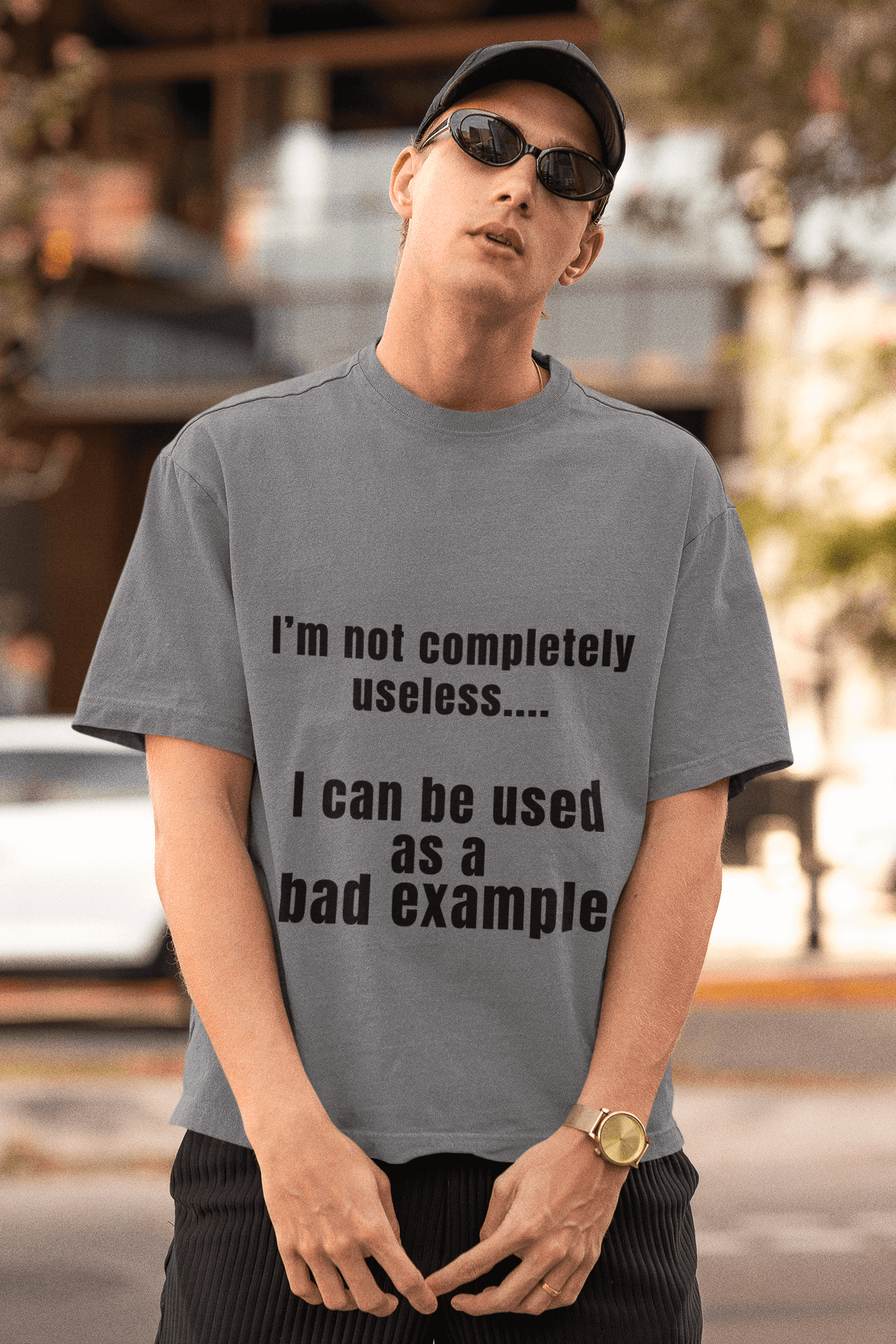 I'm not completely useless, I can be used as a bad example - Unisex Short-Sleeve T-Shirt, Handmade gift, funny shirt, moisture wicking