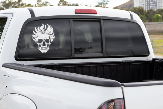 Flaming skull - Vinyl Sticker / decal