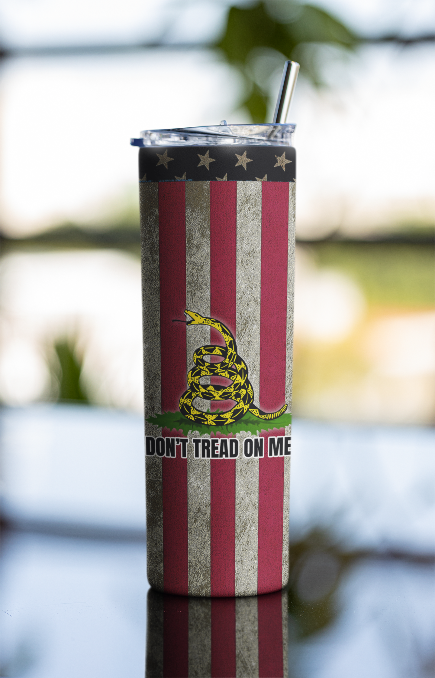 Don't tread on me distressed flag -  20 ounce stainless steel tumbler