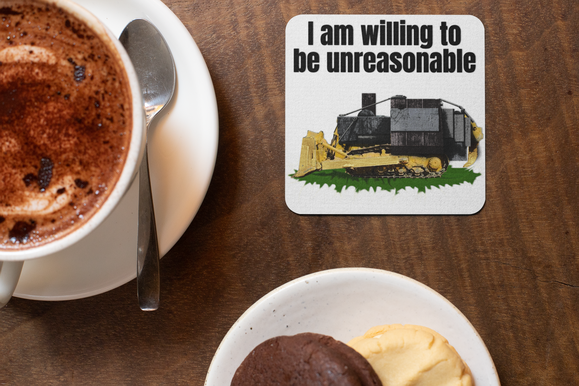 I am willing to be unreasonable - Drink coaster American Made birthday gift boyfriend gift Christmas gift co-worker gift coaster coaster set coworker gift dads day gift fiance gift gadsden gift for boyfriend gift for dad gift for grandpa gift for her gift for him gift for husband gift for mom gift for sister gift for wife gift idea girlfriend gift Husband Gift killdozer Made In America made in USA moms gift mothers day gift Unique gift wife gift