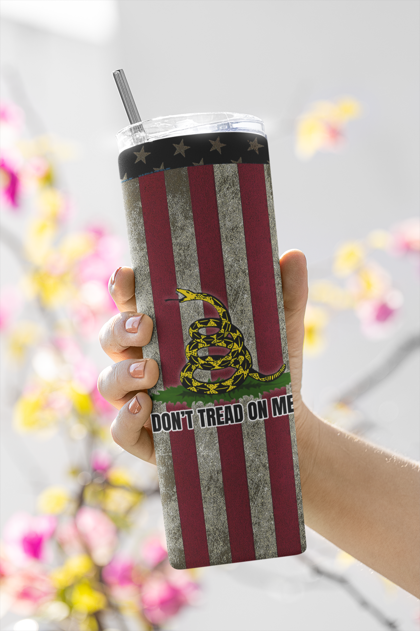 Don't tread on me distressed flag -  20 ounce stainless steel tumbler