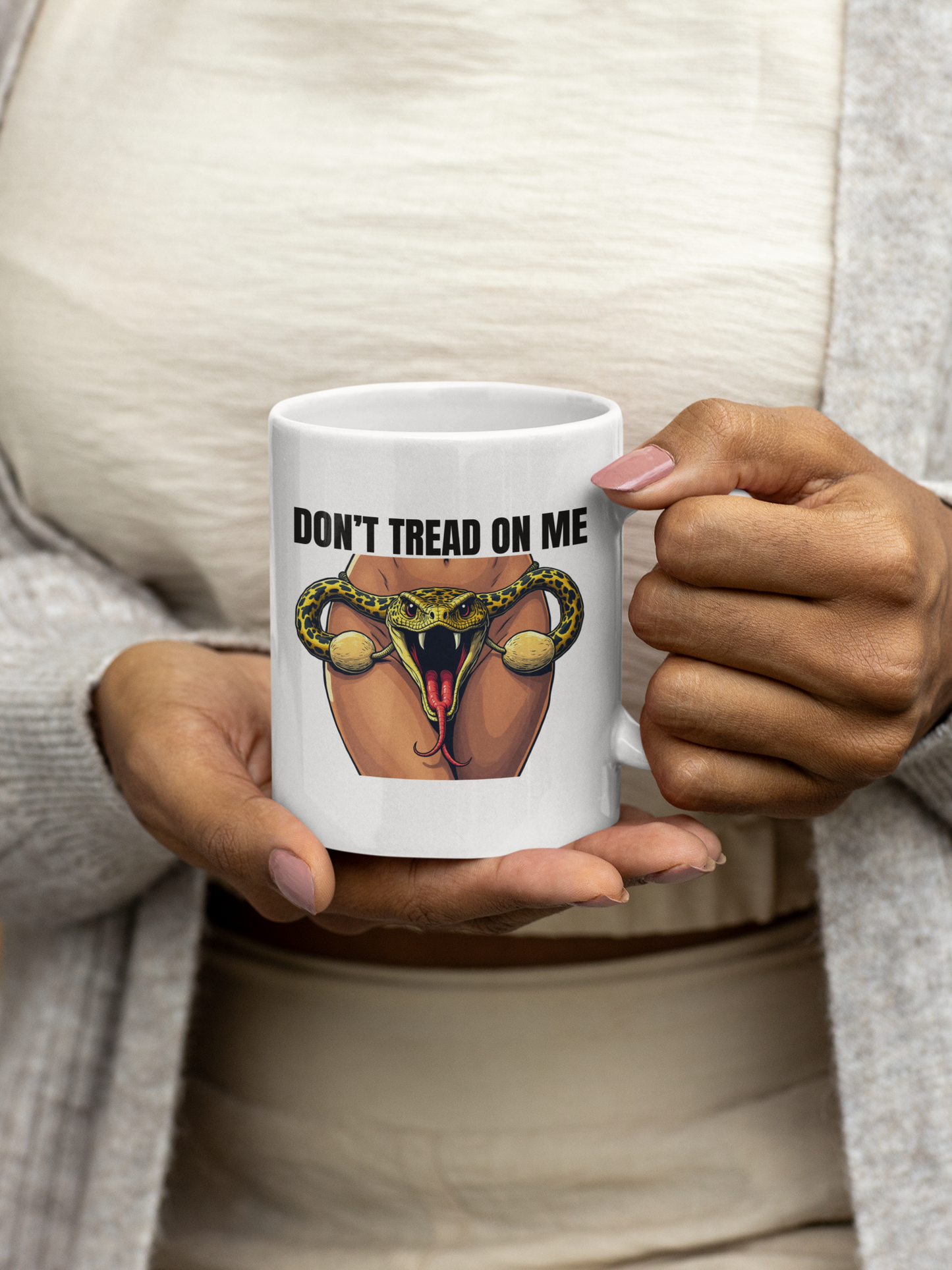 Don't tread on me (female) mug Coffee Time gift for dad Mocha My body my choice Roe v wade stocking stuffer Uterus