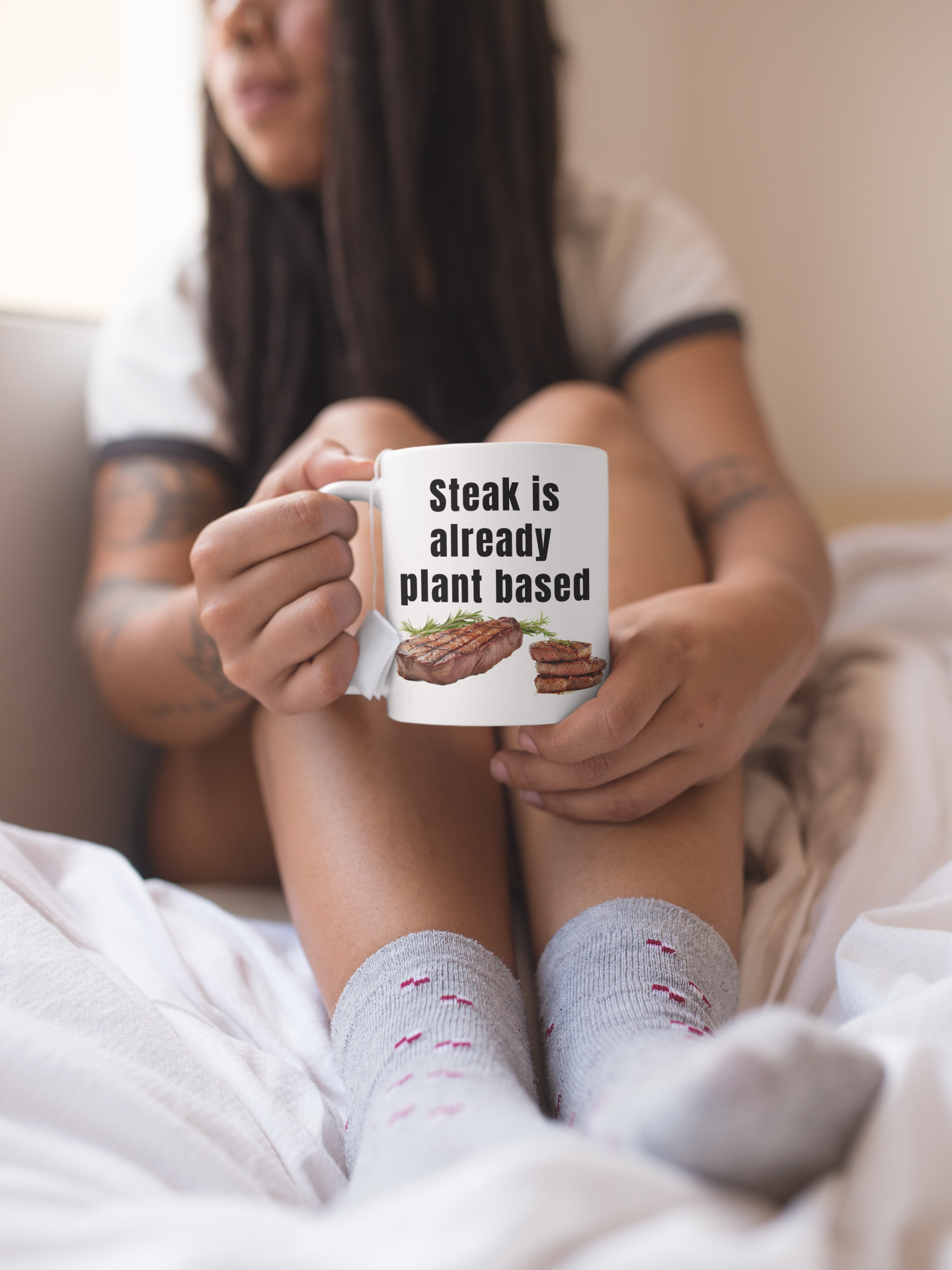 Steak is already plant based - White glossy mug