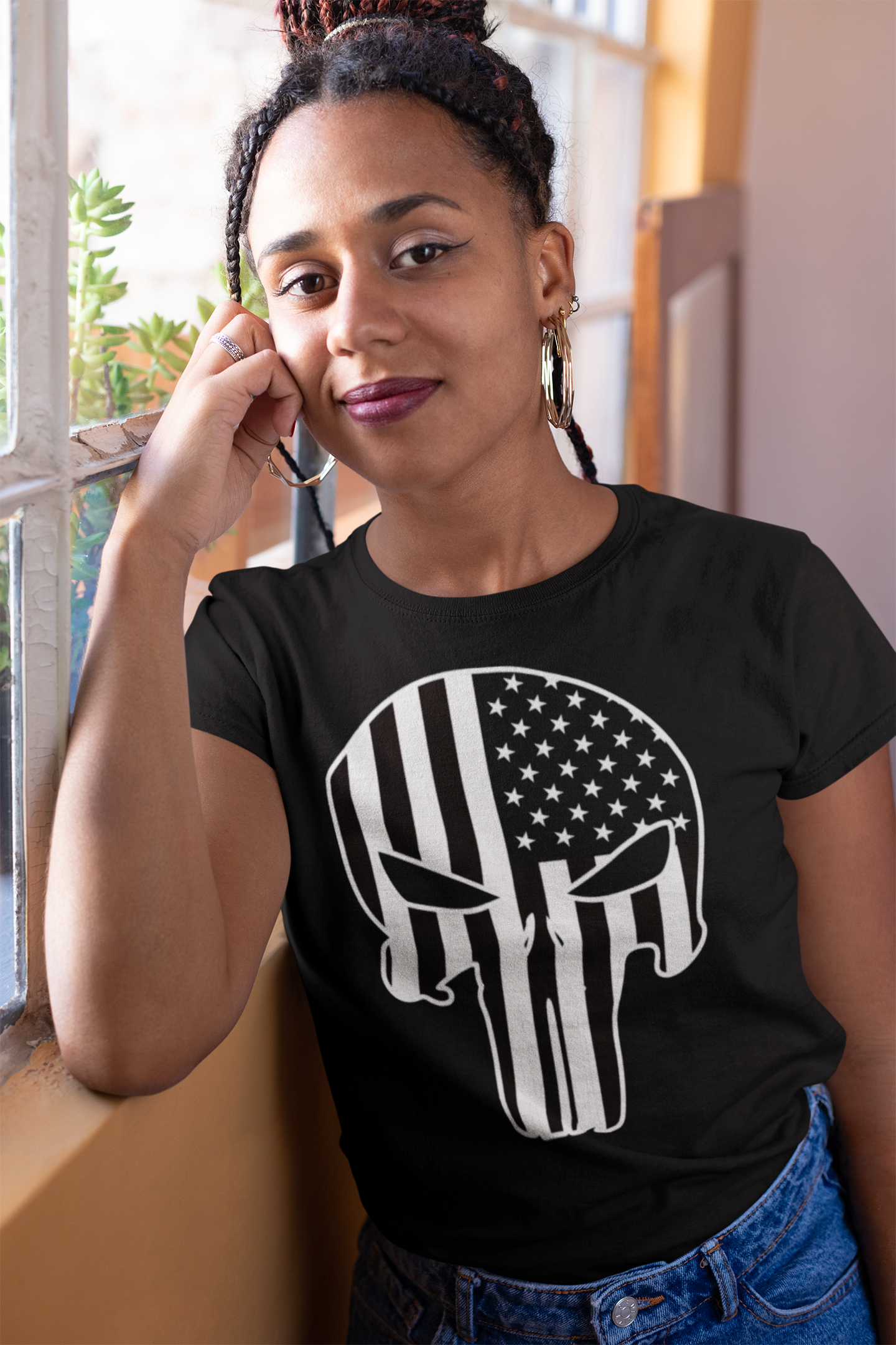 US Flag skull  - Unisex T-Shirt