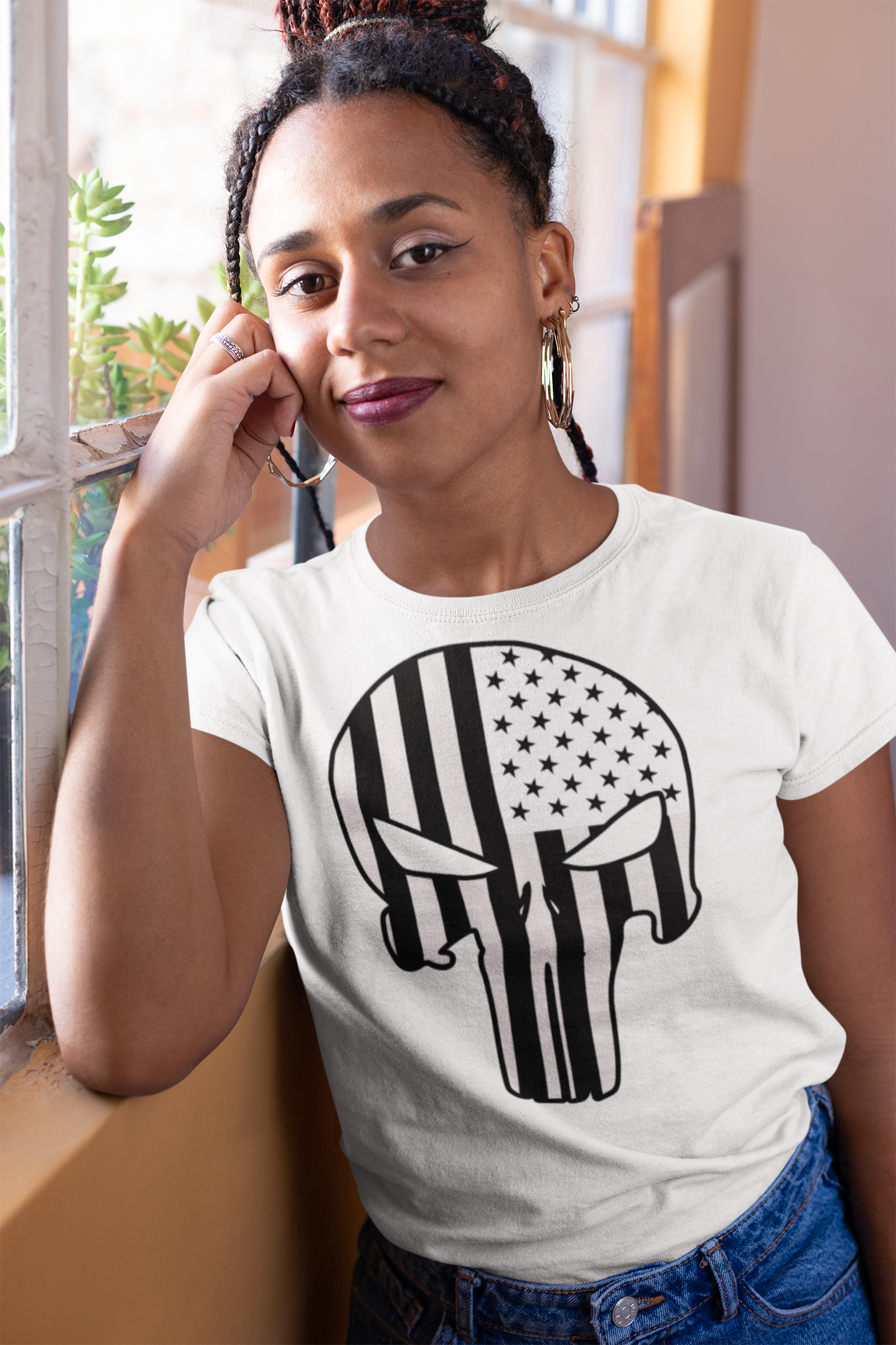 US Flag skull  - Unisex T-Shirt