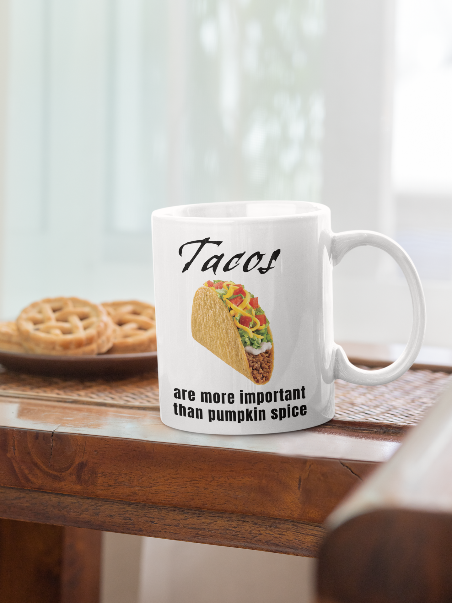 Tacos are more important than Pumpkin Spice - White glossy mug adult mug coffee mug custom mug dishwasher safe mug funny coffee mug funny mug mug