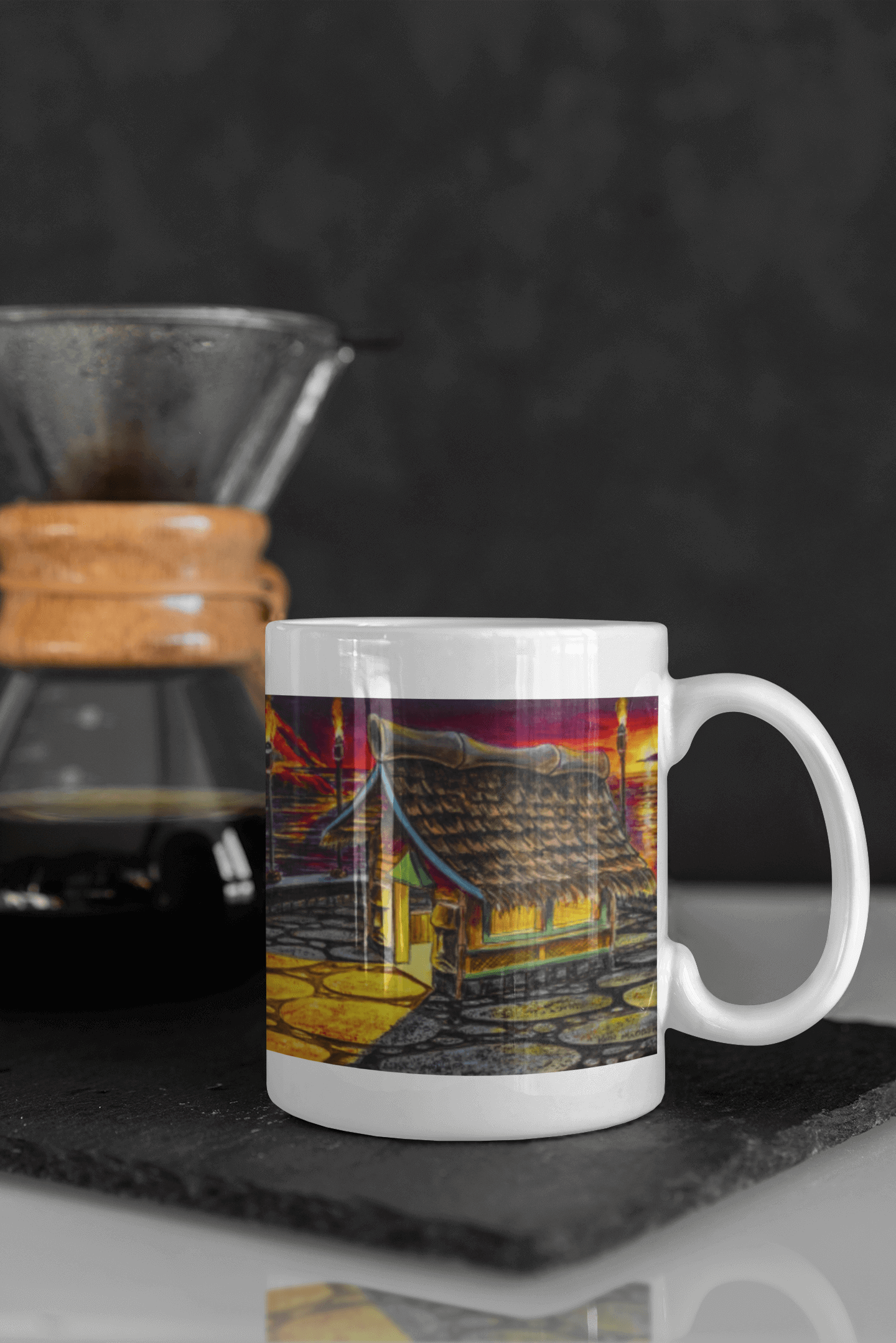 Island Tiki Hut - MaddK Studio- White glossy mug