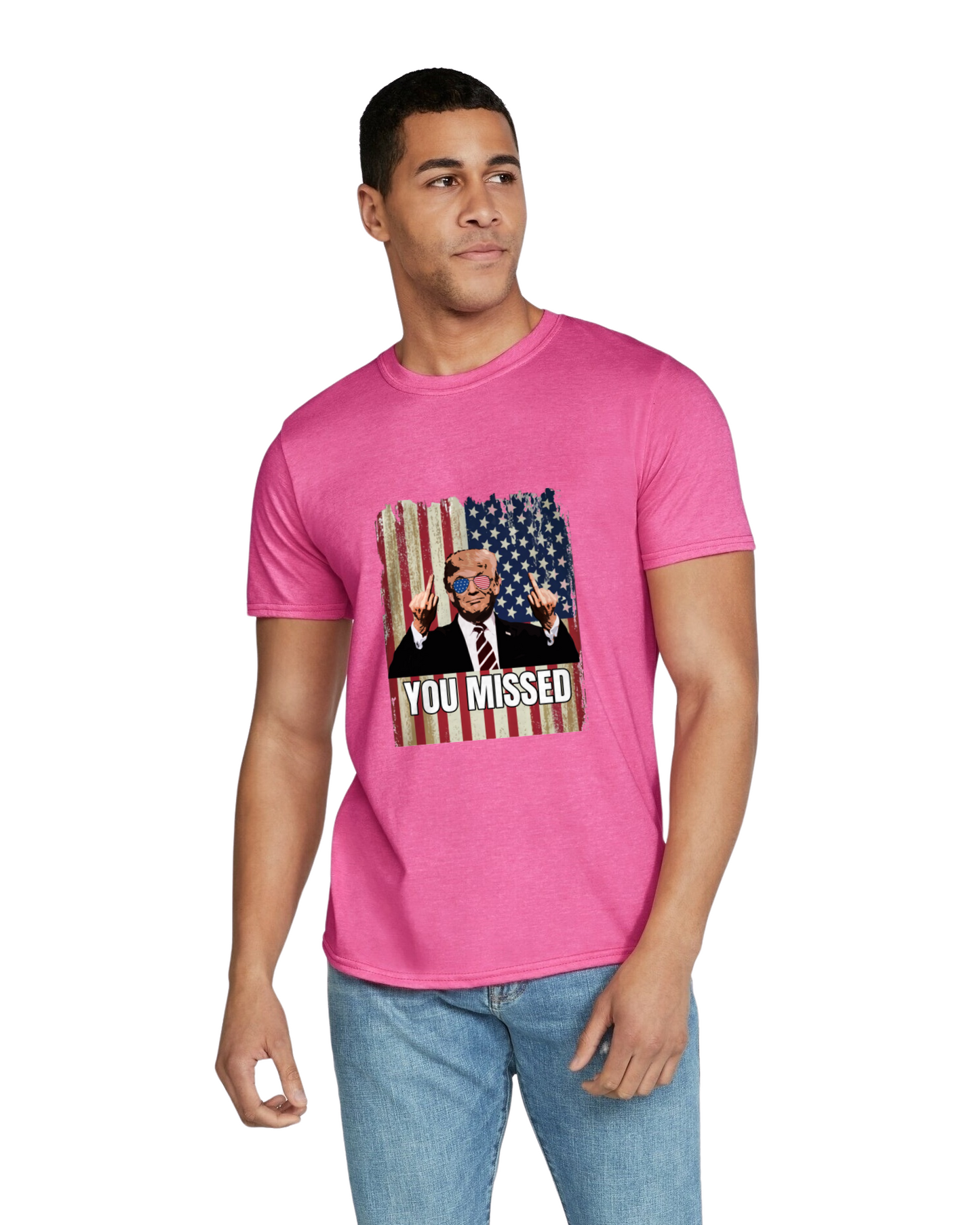 Trump you missed me middle fingers up unisex T-Shirt Christmas gift dads day gift gift for dad gift for grandpa gift for her gift for him gift for mom gift for sister gift for wife Lincoln Continental maga moms gift Panther Trump Trump 2024 Unique gift