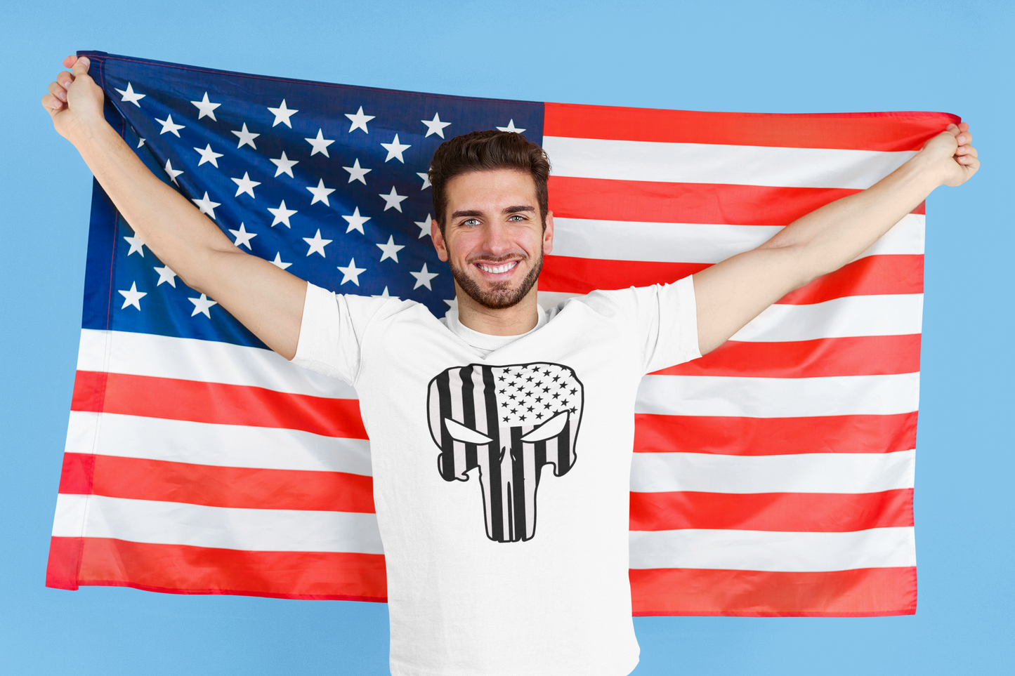 US Flag skull  - Unisex T-Shirt