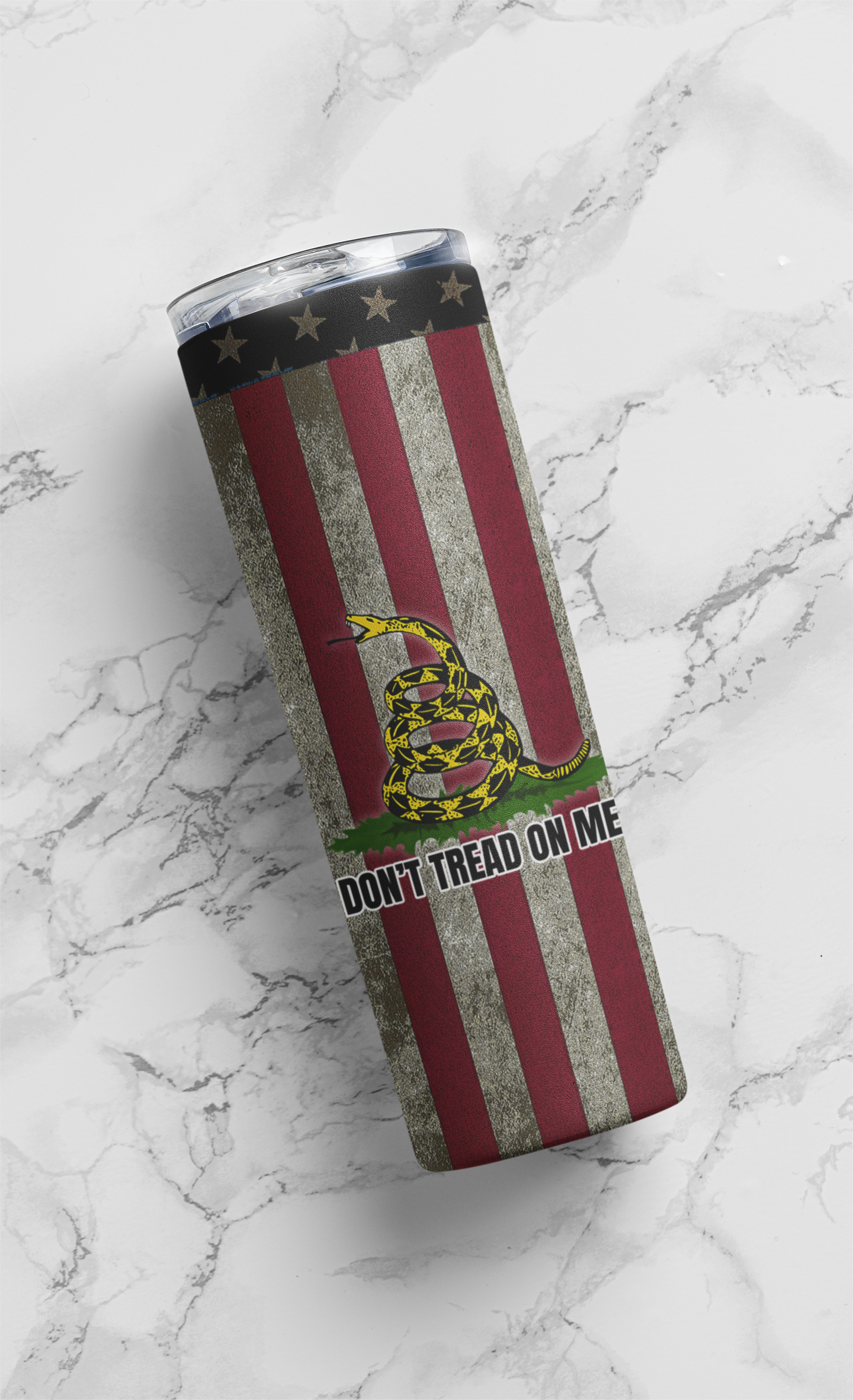 Don't tread on me distressed flag -  20 ounce stainless steel tumbler