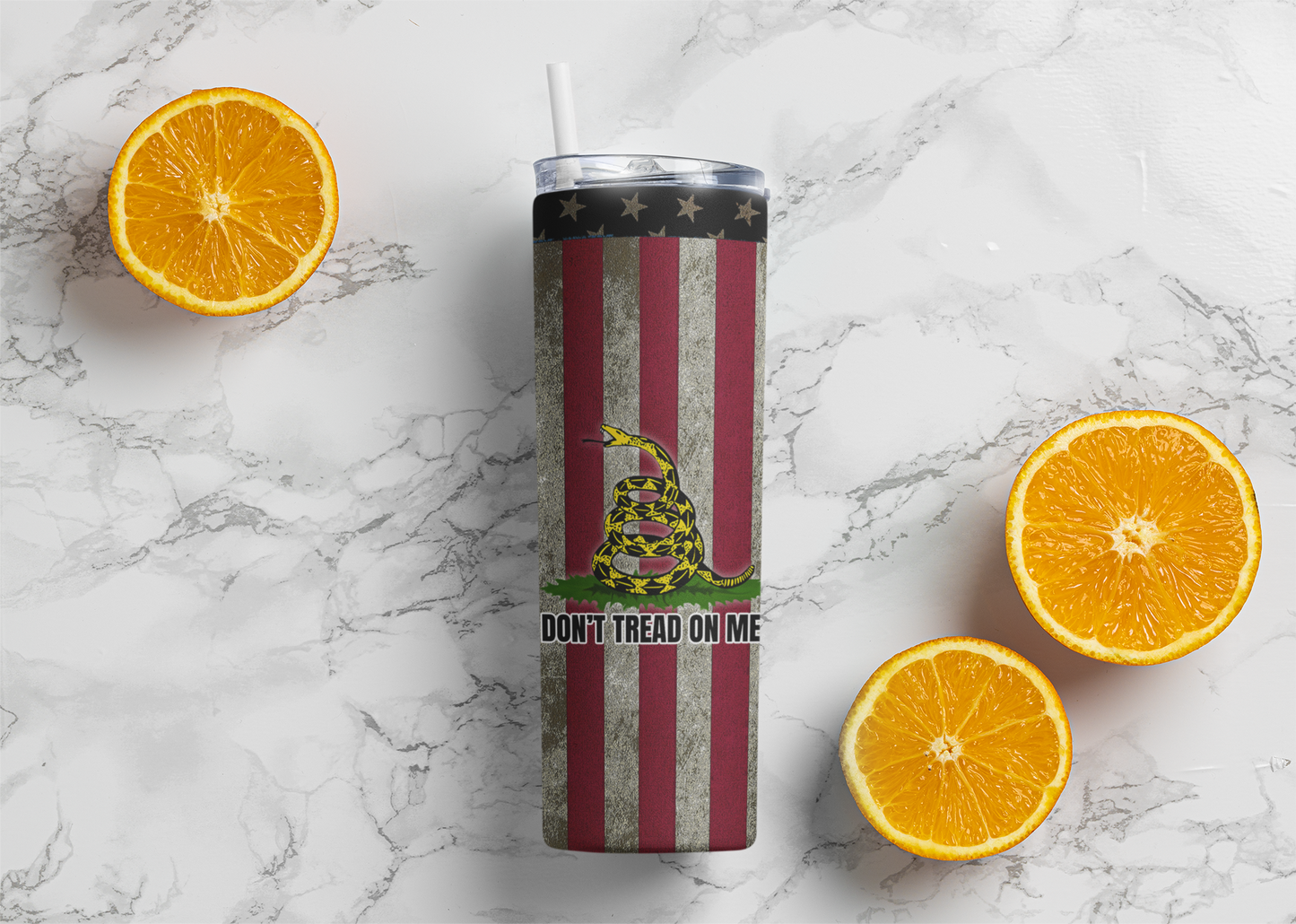 Don't tread on me distressed flag -  20 ounce stainless steel tumbler
