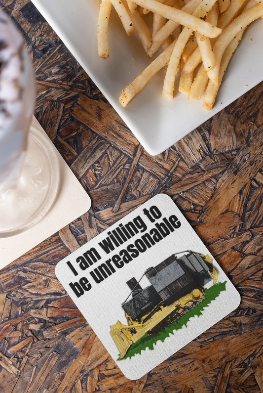 I am willing to be unreasonable - Drink coaster American Made birthday gift boyfriend gift Christmas gift co-worker gift coaster coaster set coworker gift dads day gift fiance gift gadsden gift for boyfriend gift for dad gift for grandpa gift for her gift for him gift for husband gift for mom gift for sister gift for wife gift idea girlfriend gift Husband Gift killdozer Made In America made in USA moms gift mothers day gift Unique gift wife gift
