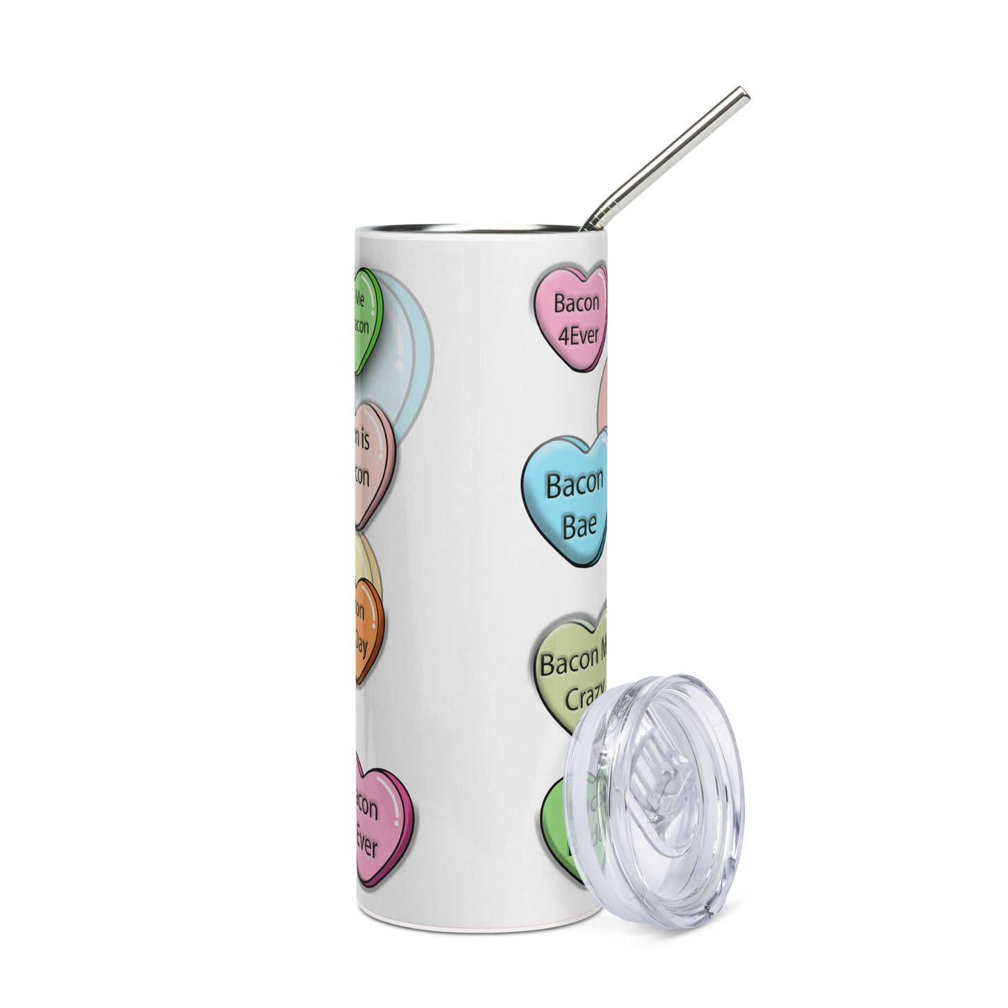 Bacon Lovers 20 ounce stainless steel double-wall vacuum insulation tumbler All bacon bacon lover bacon nation carnivore bacon Conversation heart coworker gift FB funny Funny Gifts funny mothers day gift for her Gift For Her Him mothers day gift stocking stuffer Valentines Day