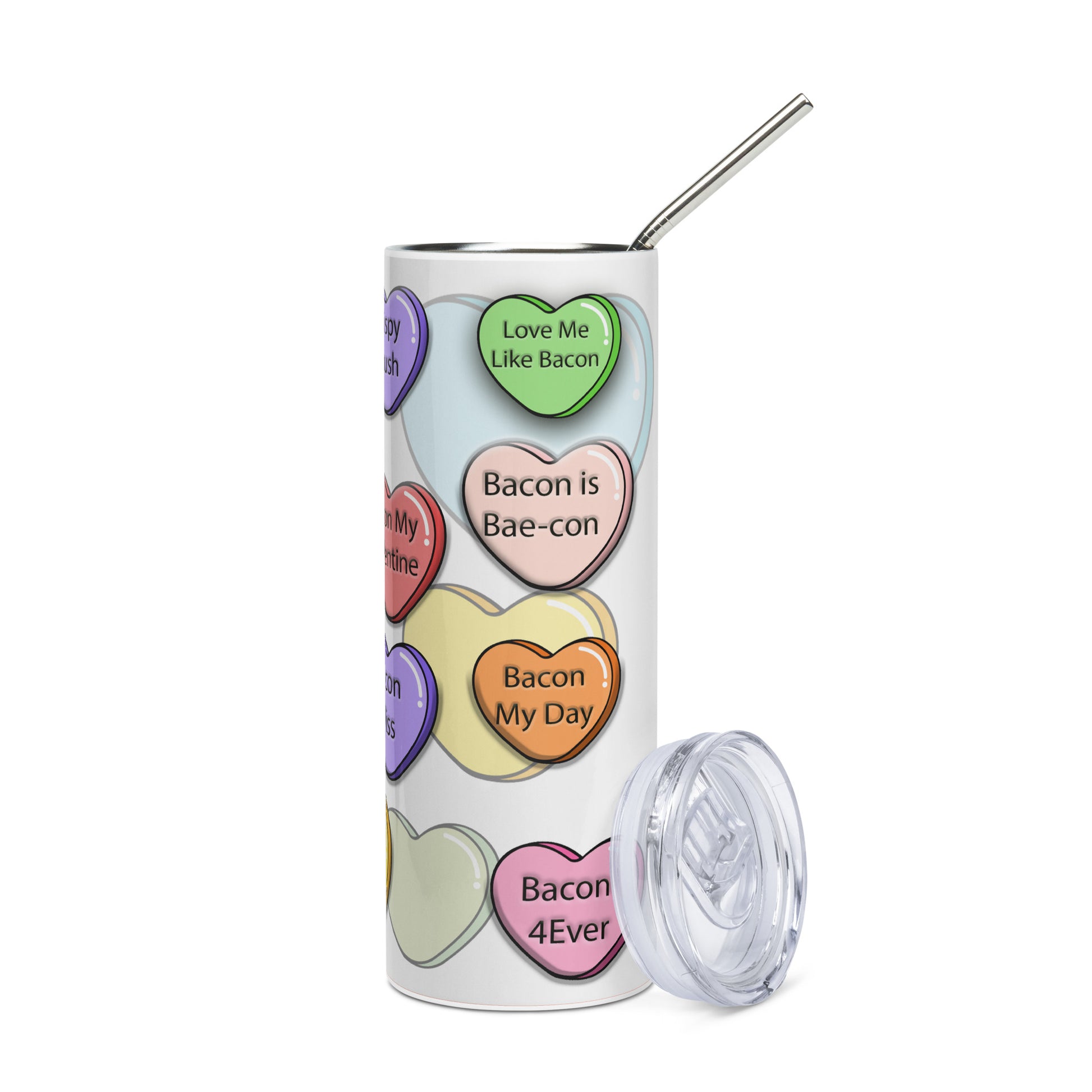 Bacon Lovers 20 ounce stainless steel double-wall vacuum insulation tumbler All bacon bacon lover bacon nation carnivore bacon Conversation heart coworker gift FB funny Funny Gifts funny mothers day gift for her Gift For Her Him mothers day gift stocking stuffer Valentines Day