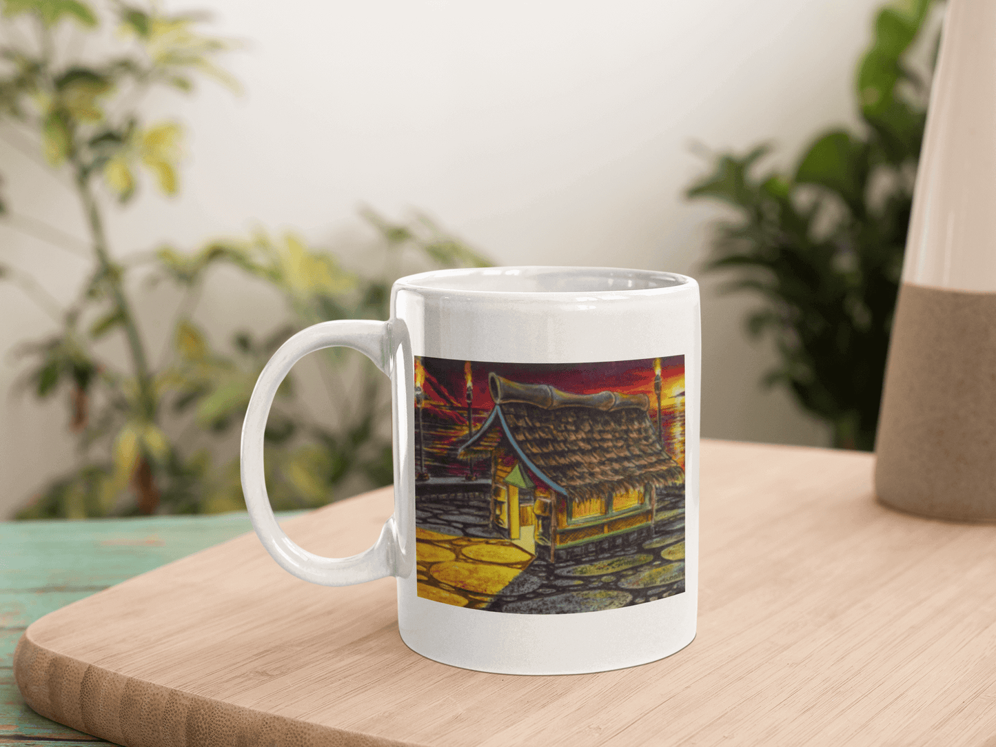 Island Tiki Hut - MaddK Studio- White glossy mug