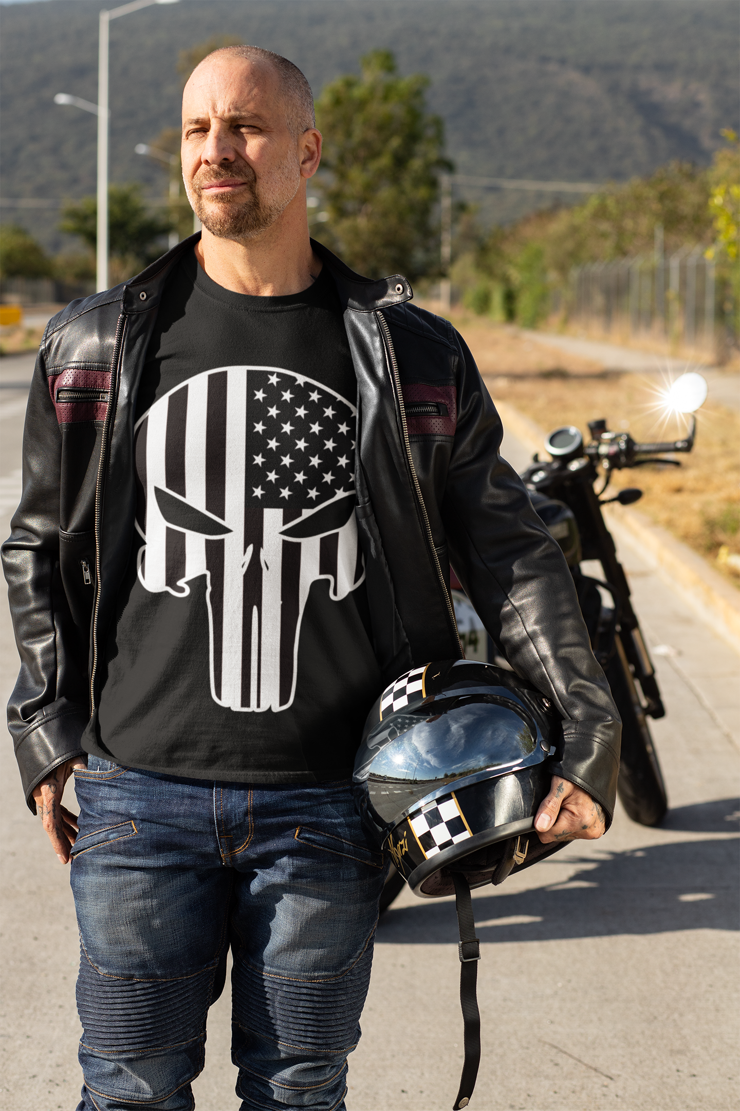US Flag skull  - Unisex T-Shirt