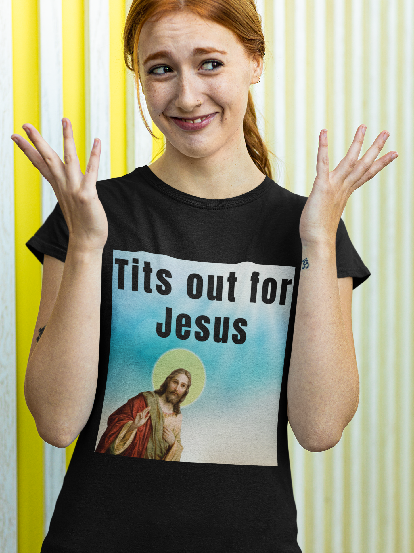 Tits out for Jesus - Unisex T-Shirt Christmas gift dads day gift gift for dad gift for grandpa gift for her gift for him gift for mom gift for sister gift for wife moms gift Unique gift