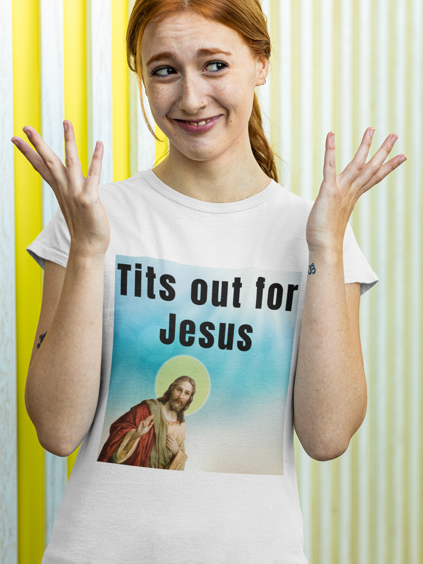 Tits out for Jesus - Unisex T-Shirt All Christmas gift dads day gift FB gift for dad gift for grandpa gift for her gift for him gift for mom gift for sister gift for wife moms gift Unique gift
