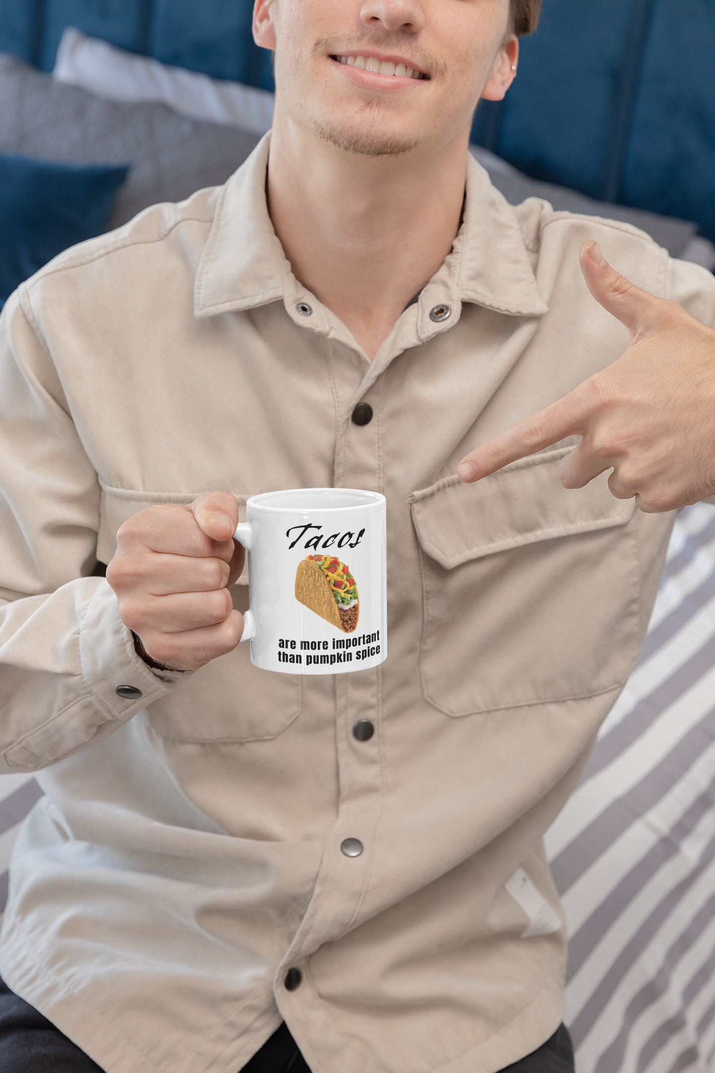 Tacos are more important than Pumpkin Spice - White glossy mug