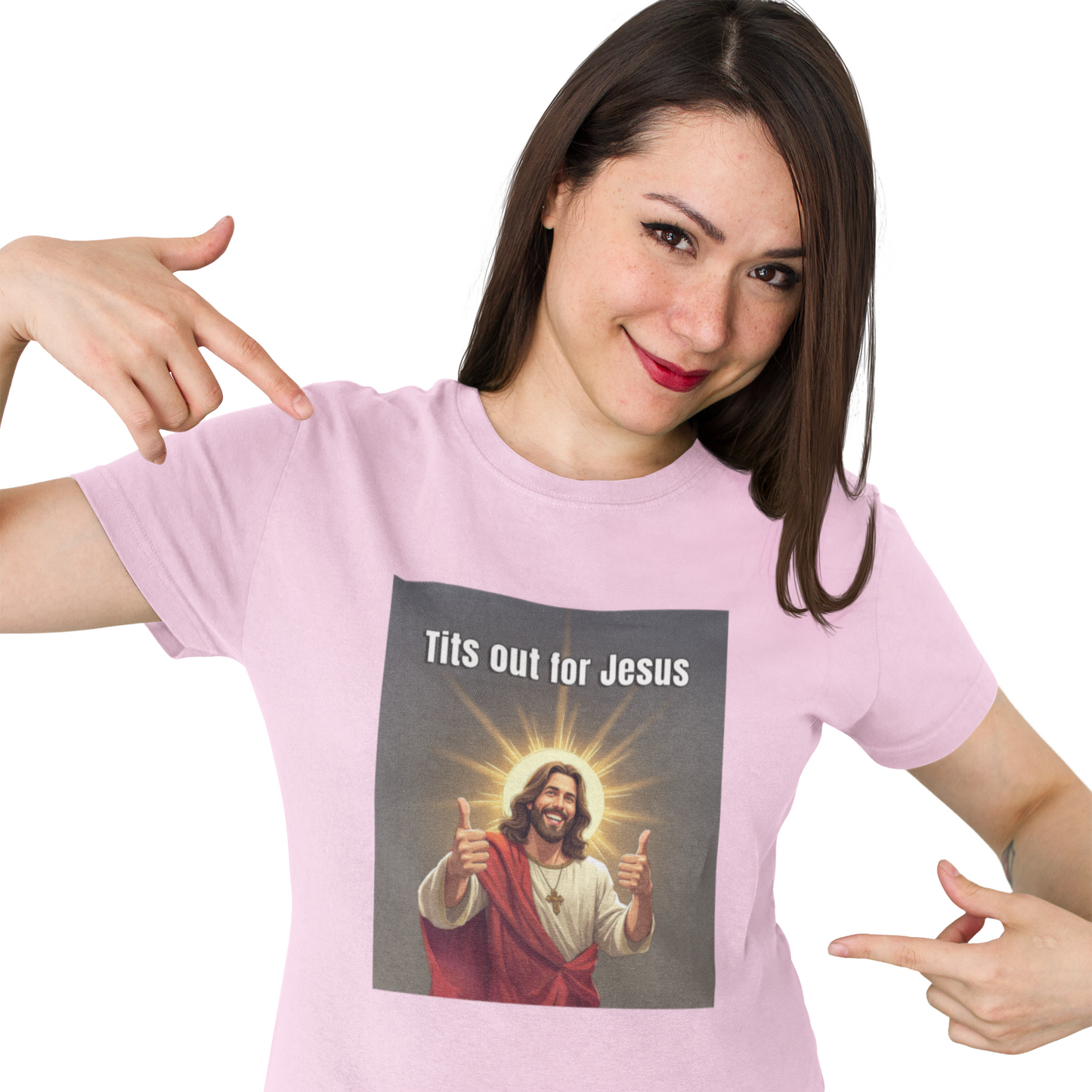 Tits out for Jesus v2 unisex T-Shirt Christmas gift Fathers Day Shirt funny shirt gift for dad gift for grandpa gift for mom gift for wife Offensive raunchy T-Shirt Unique gift