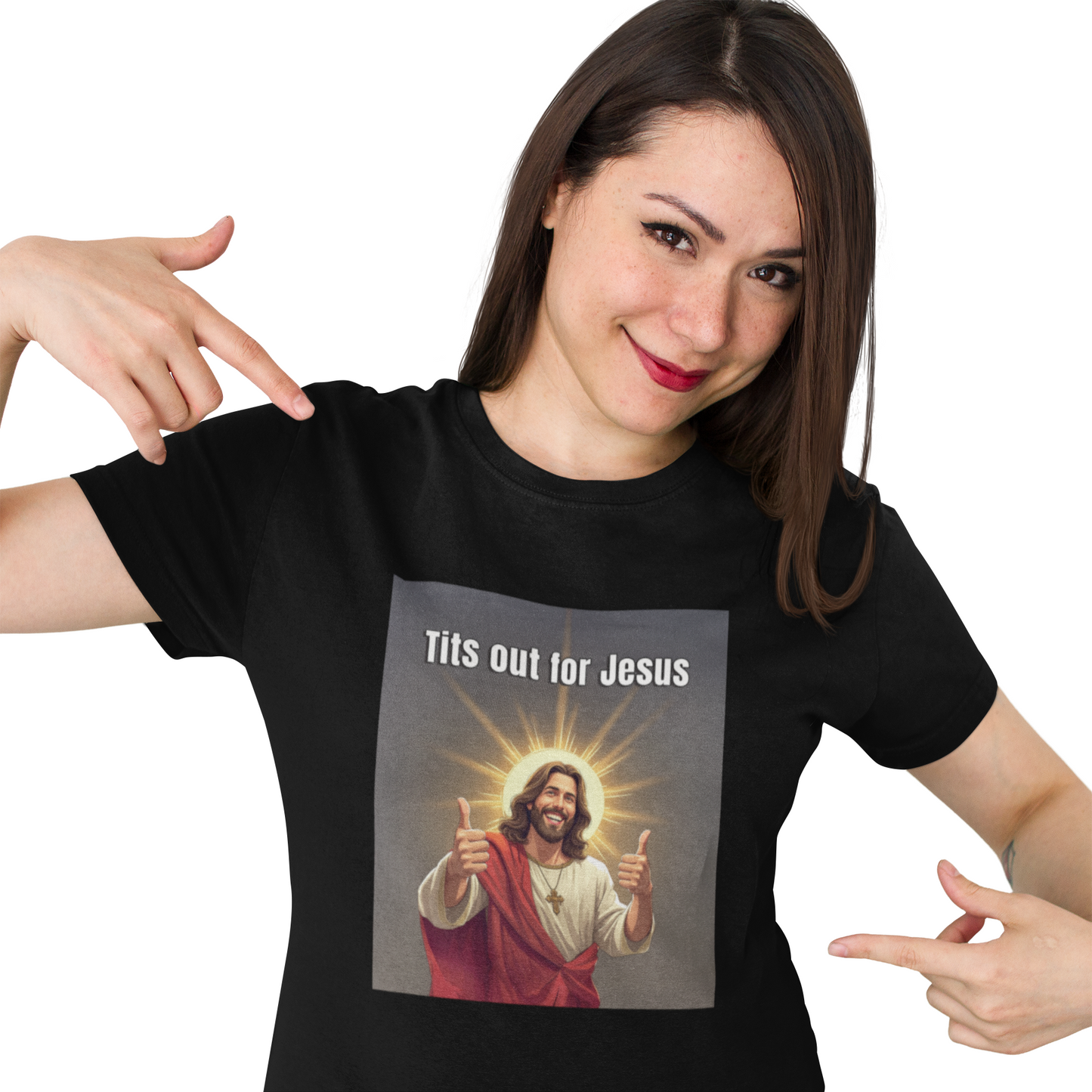 Tits out for Jesus v2 unisex T-Shirt Christmas gift Fathers Day Shirt funny shirt gift for dad gift for grandpa gift for mom gift for wife Offensive raunchy T-Shirt Unique gift