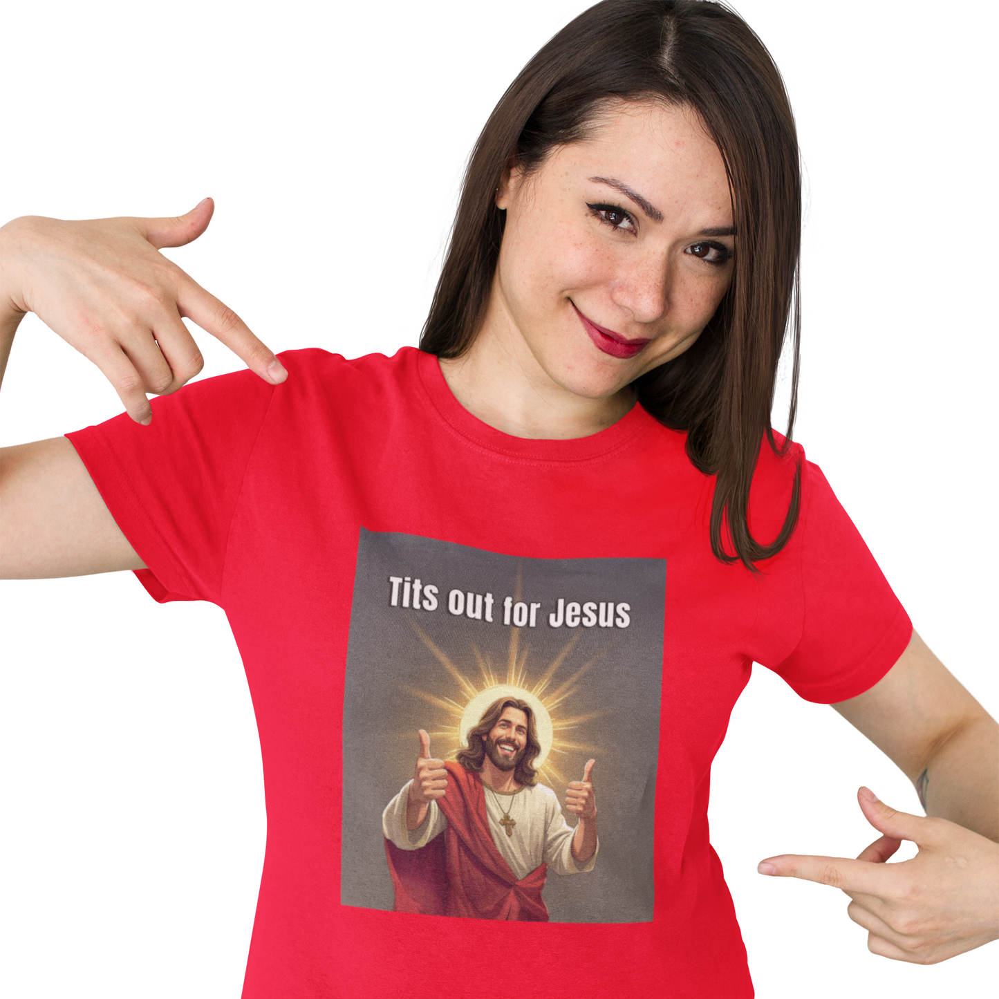Tits out for Jesus v2 unisex T-Shirt Christmas gift Fathers Day Shirt funny shirt gift for dad gift for grandpa gift for mom gift for wife Offensive raunchy T-Shirt Unique gift