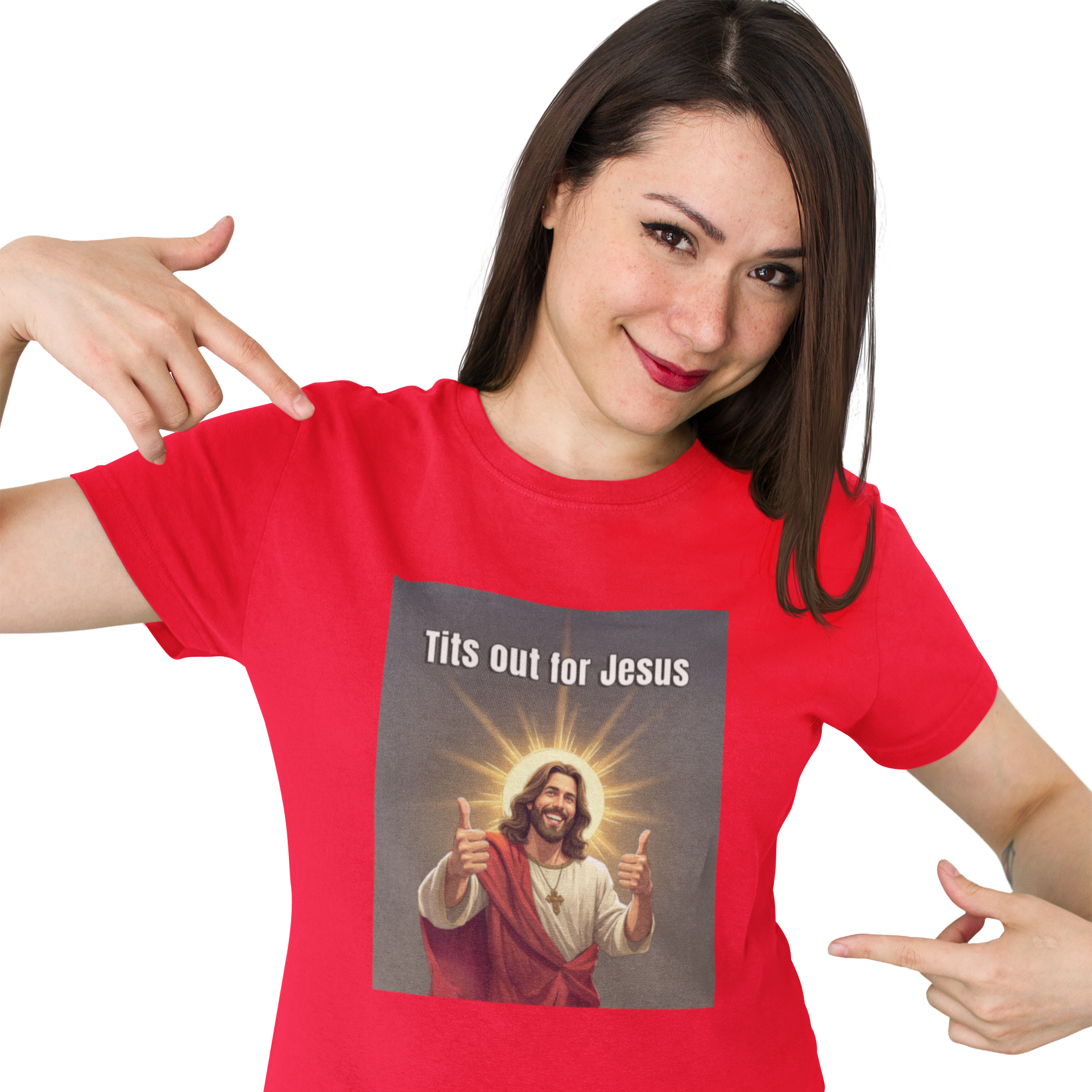 Tits out for Jesus v2 unisex T-Shirt Christmas gift Fathers Day Shirt funny shirt gift for dad gift for grandpa gift for mom gift for wife Offensive raunchy T-Shirt Unique gift