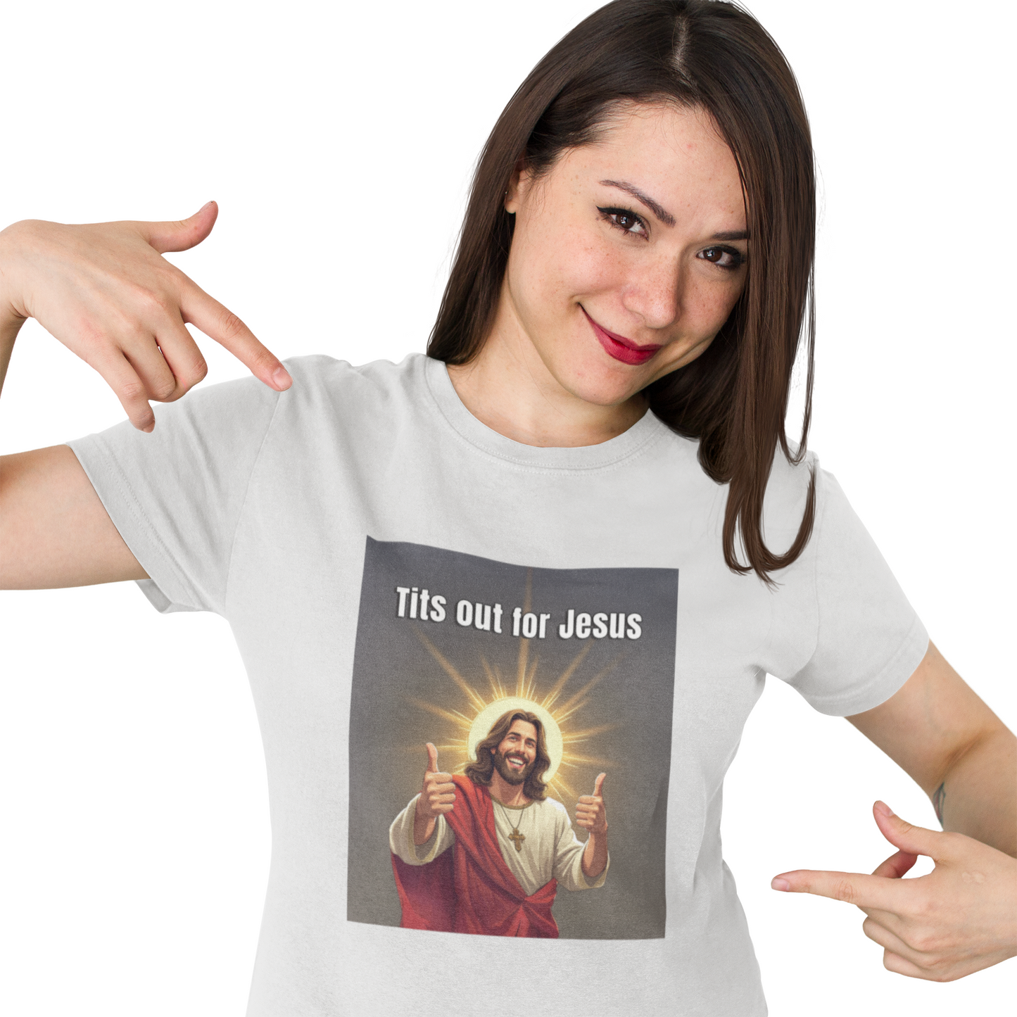 Tits out for Jesus v2 unisex T-Shirt Christmas gift Fathers Day Shirt funny shirt gift for dad gift for grandpa gift for mom gift for wife Offensive raunchy T-Shirt Unique gift