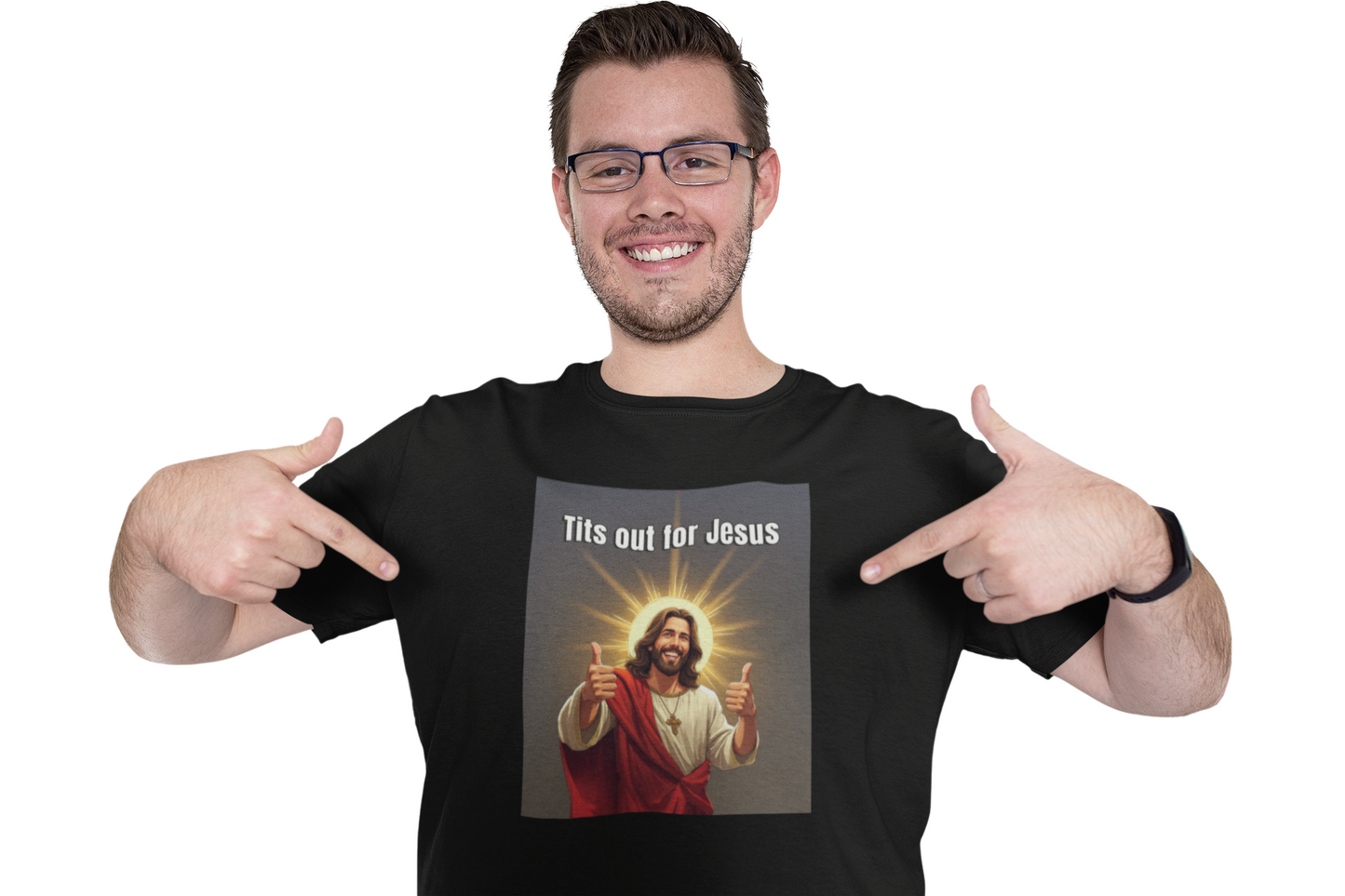 Tits out for Jesus v2 unisex T-Shirt Christmas gift Fathers Day Shirt funny shirt gift for dad gift for grandpa gift for mom gift for wife Offensive raunchy T-Shirt Unique gift