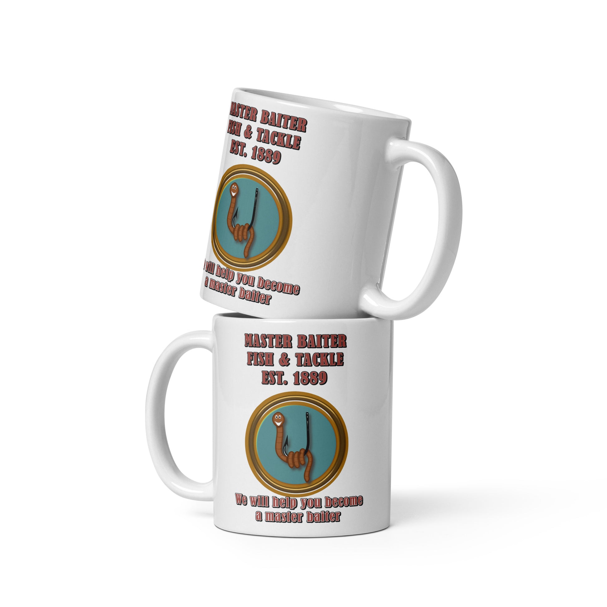 Master Baiter fishing and tackle - White glossy mug All Coffee Addiction Coffee Break Coffee Humor Coffee is Life Coffee Lover Coffee Shop Coffee Snob Coffee Time FB fish and tackle Fishing fishing store funny fishing funny sayings Latte master bait master baiting masturbate Mocha Procaffeinating Wordplay