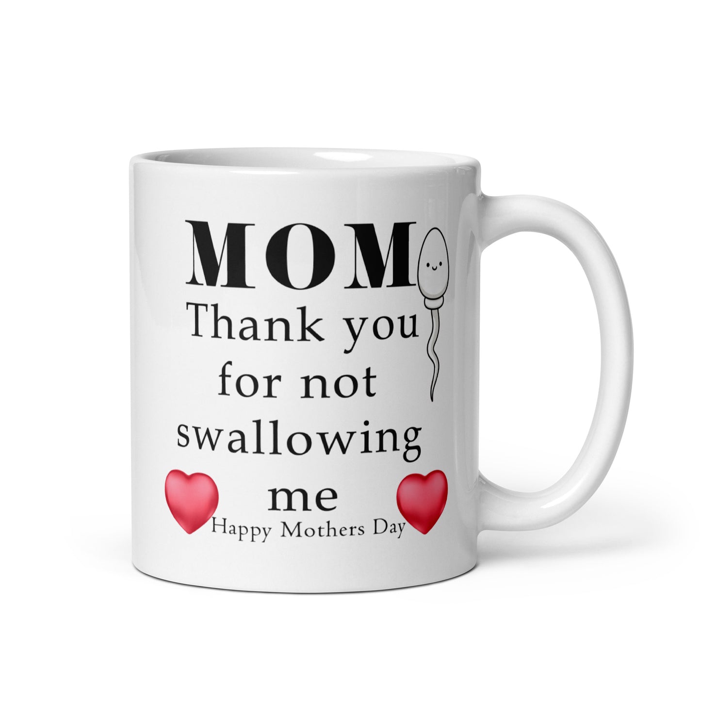 Mom, thank you for not swallowing me - Happy Mothers day - White glossy mug All Coffee Humor Coffee is Life Coffee Lover Coffee Snob Coffee Time FB gift for her gift for mom gift for wife Keep Calm and Drink Coffee Mocha MOM moms day mothers day mothers day gift