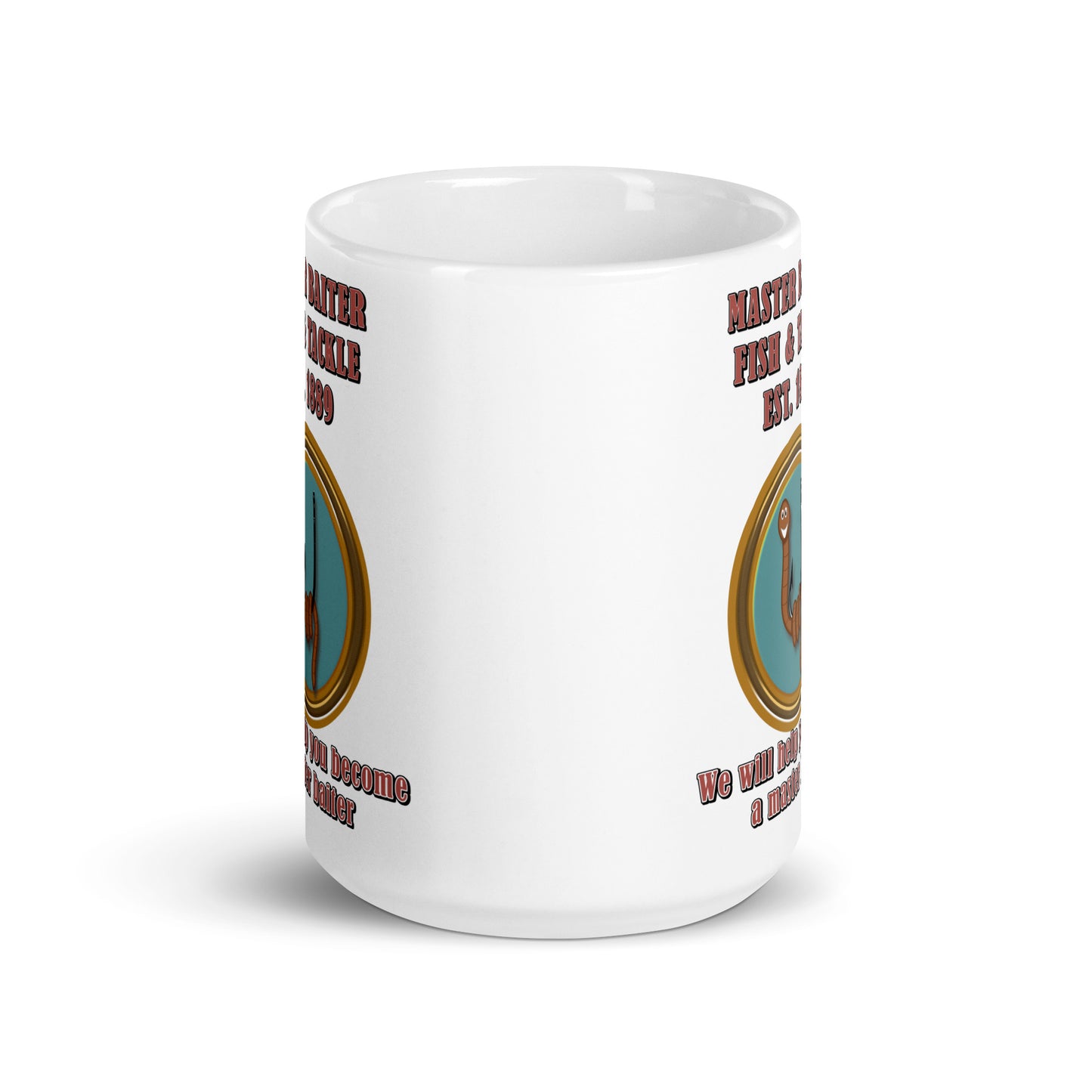 Master Baiter fishing and tackle - White glossy mug All Coffee Addiction Coffee Break Coffee Humor Coffee is Life Coffee Lover Coffee Shop Coffee Snob Coffee Time FB fish and tackle Fishing fishing store funny fishing funny sayings Latte master bait master baiting masturbate Mocha Procaffeinating Wordplay