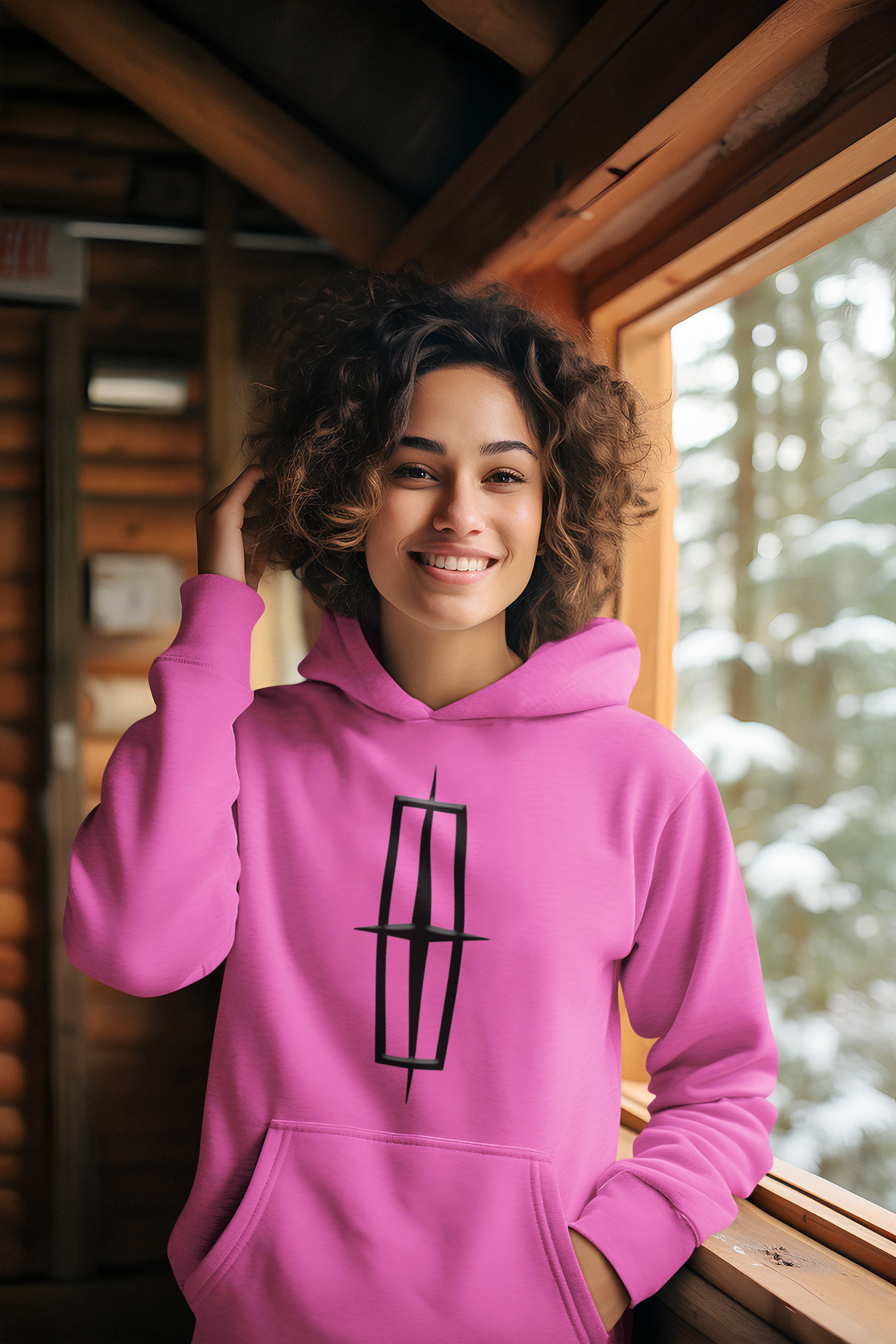 Lincoln Hoodie - Unisex Safety Pink Graphic