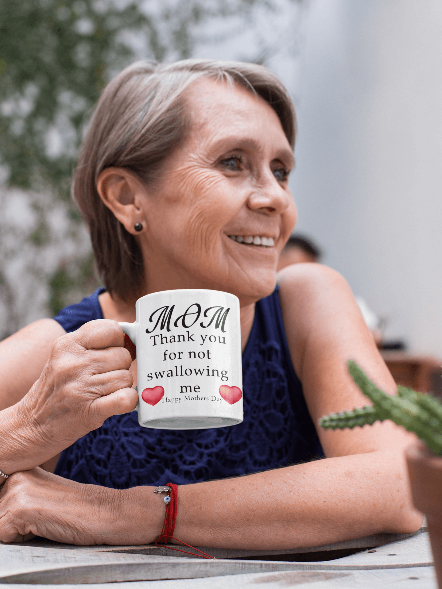 Mom, thank you for not swallowing me - Happy Mothers day - White glossy mug